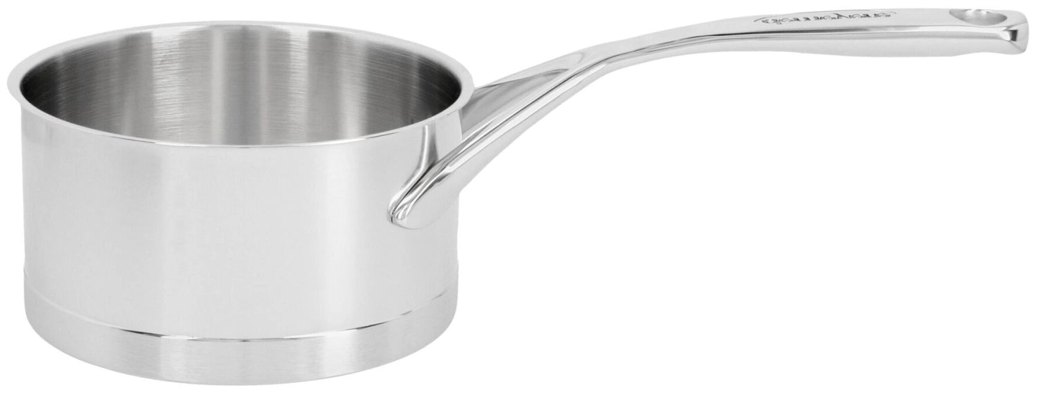 Elegante Demeyere Atlantis Stielkasserolle mit 28 cm Durchmesser, ideal für gleichmäßiges Garen und stilvolles Kochen.