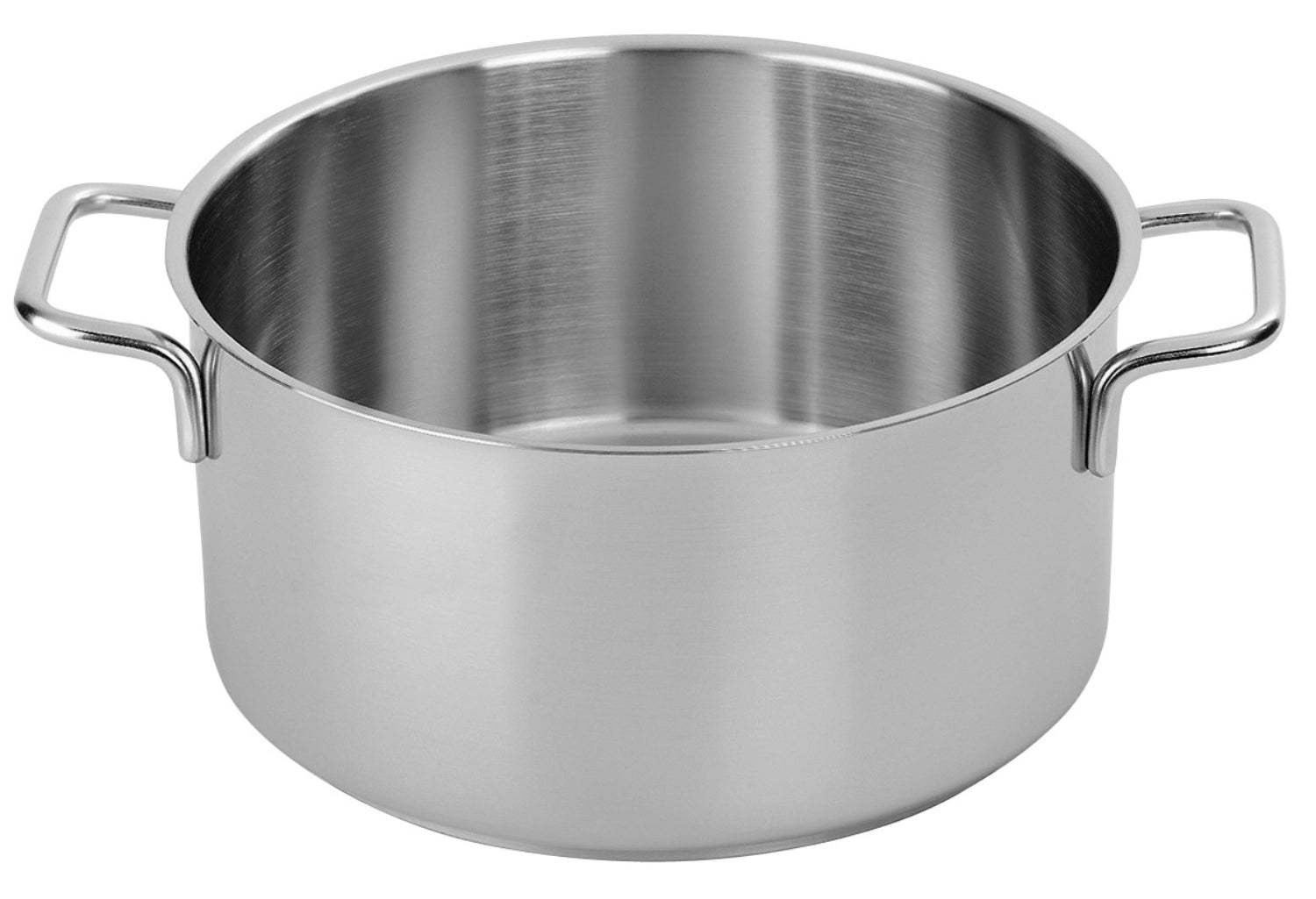 Eleganter halbhoher Kochtopf aus hochwertigem Edelstahl von Demeyere, ideal für vielseitige Kochanwendungen in der modernen Küche.