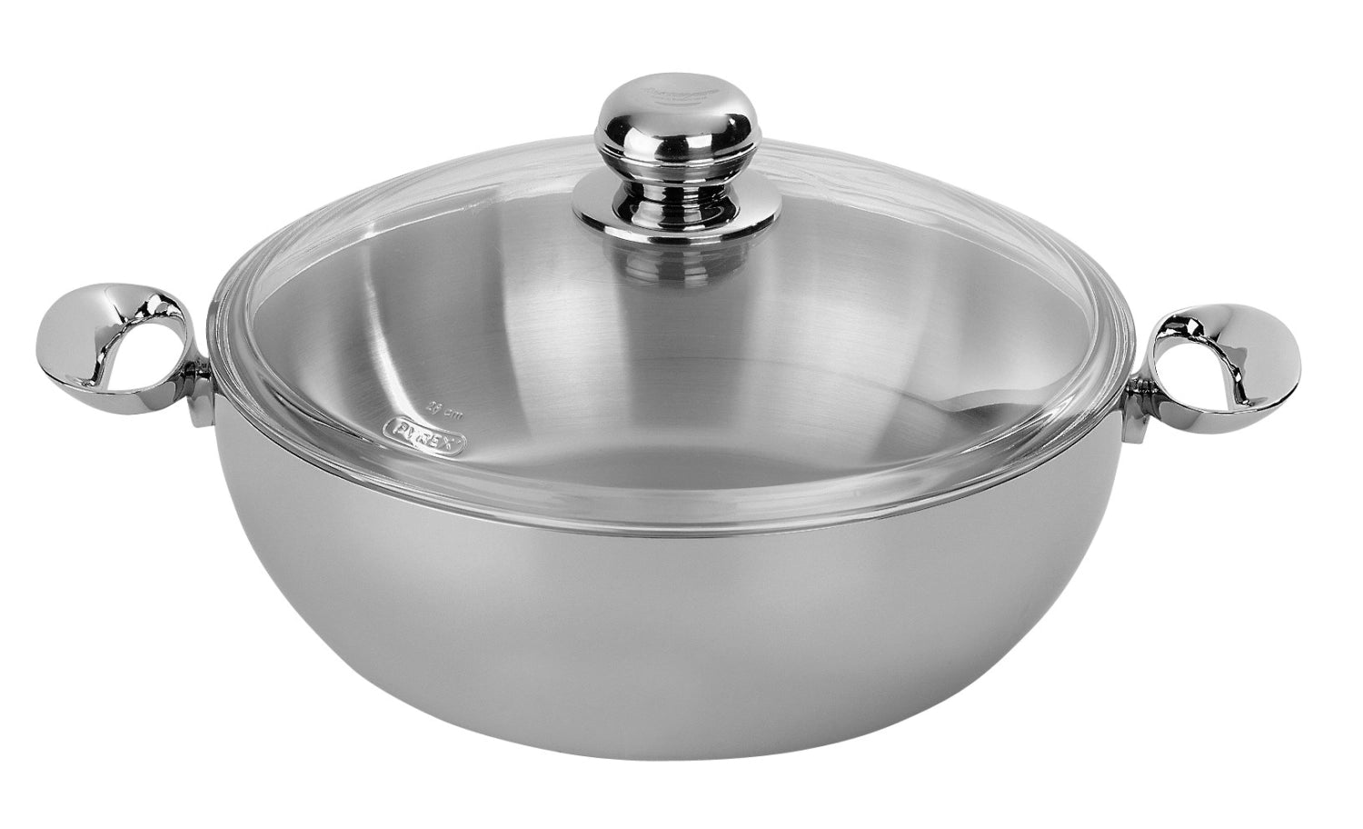 Konischer Brattopf Apollo von Demeyere mit Glasdeckel, 24 cm, ideal zum Schmoren und Braten, hochwertiges Edelstahl-Design.