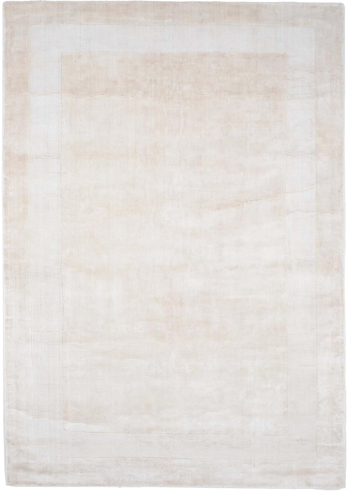 Eleganter Boston Teppich von Venture Home: Weiche Viskose, stabiler Baumwollrücken, 230x160 cm, beige-weisses Design.