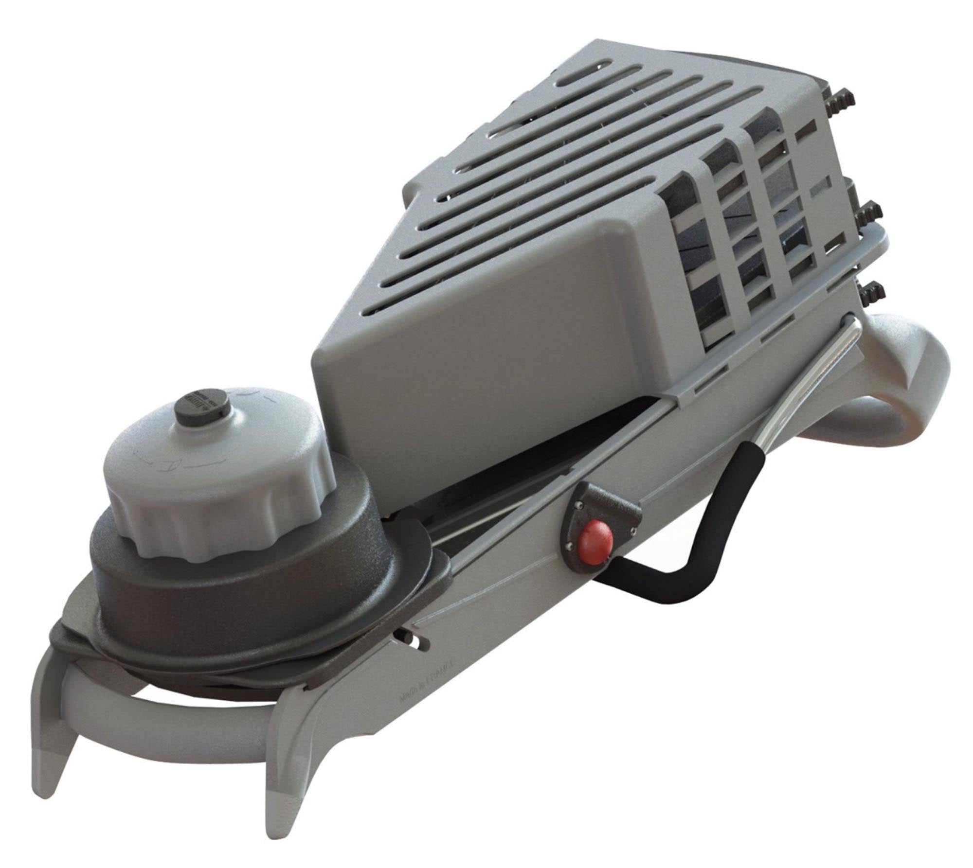 Mandoline Viper: Präzise Schnitte mit 4mm & 10mm Julienne-Einsätzen.