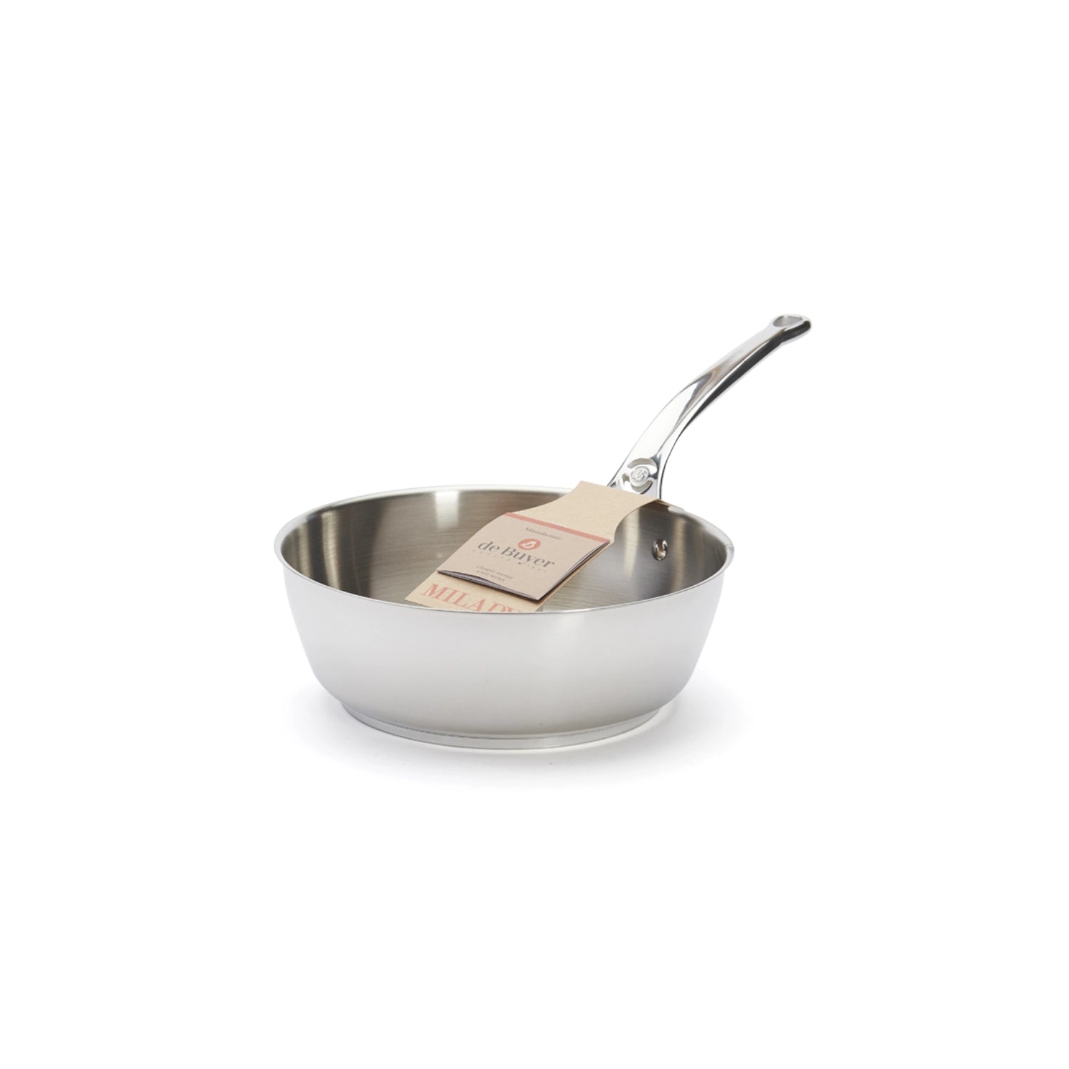 Elegante konische Sauteuse von de Buyer mit 24 cm Durchmesser, 8 cm Höhe und 3 l Fassungsvermögen, perfekt für vielseitige Kochtechniken.