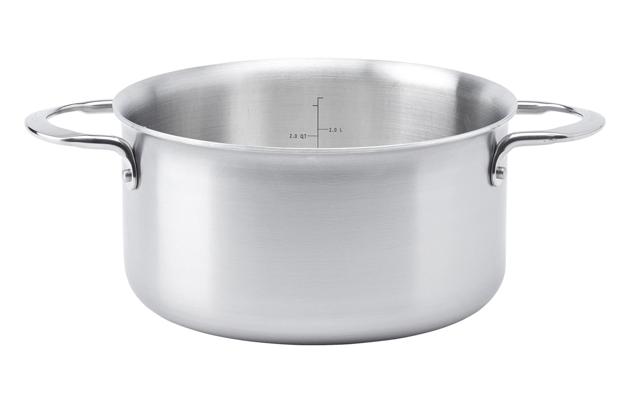 Eleganter 20 cm Edelstahl-Bratentopf von de Buyer: robust, langlebig, spülmaschinenfest, ideal für alle Herdarten.