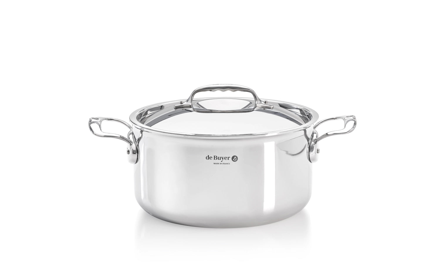 Kompakter AFFINITY Mini Bratentopf Ø 16 cm mit Deckel von de Buyer, ideal für kleine Portionen und alle Herdarten, inklusive Induktion.
