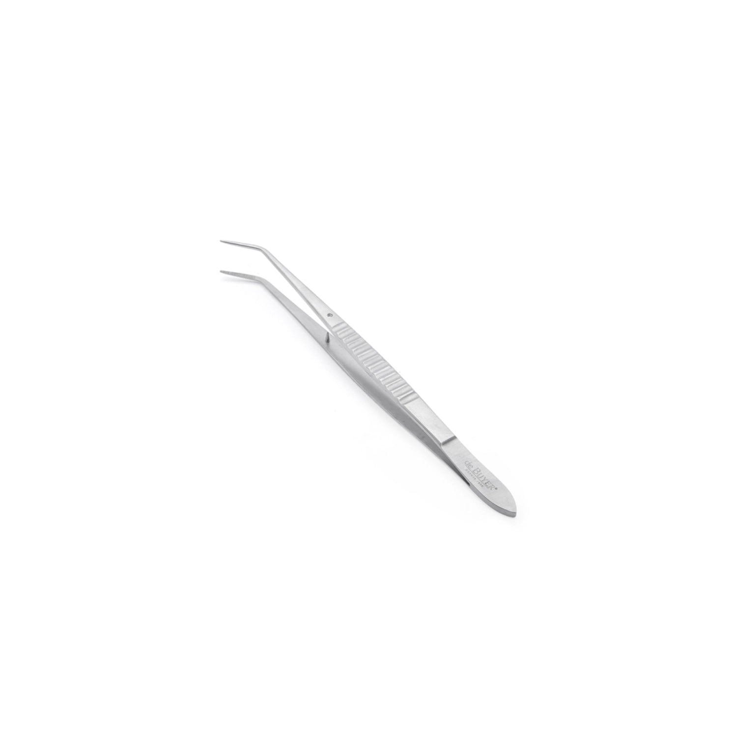 Hochwertige 30 cm lange gekröpfte Pinzette von de Buyer, perfekt für präzises Arbeiten in der Küche, ideal zum Anrichten und Servieren.