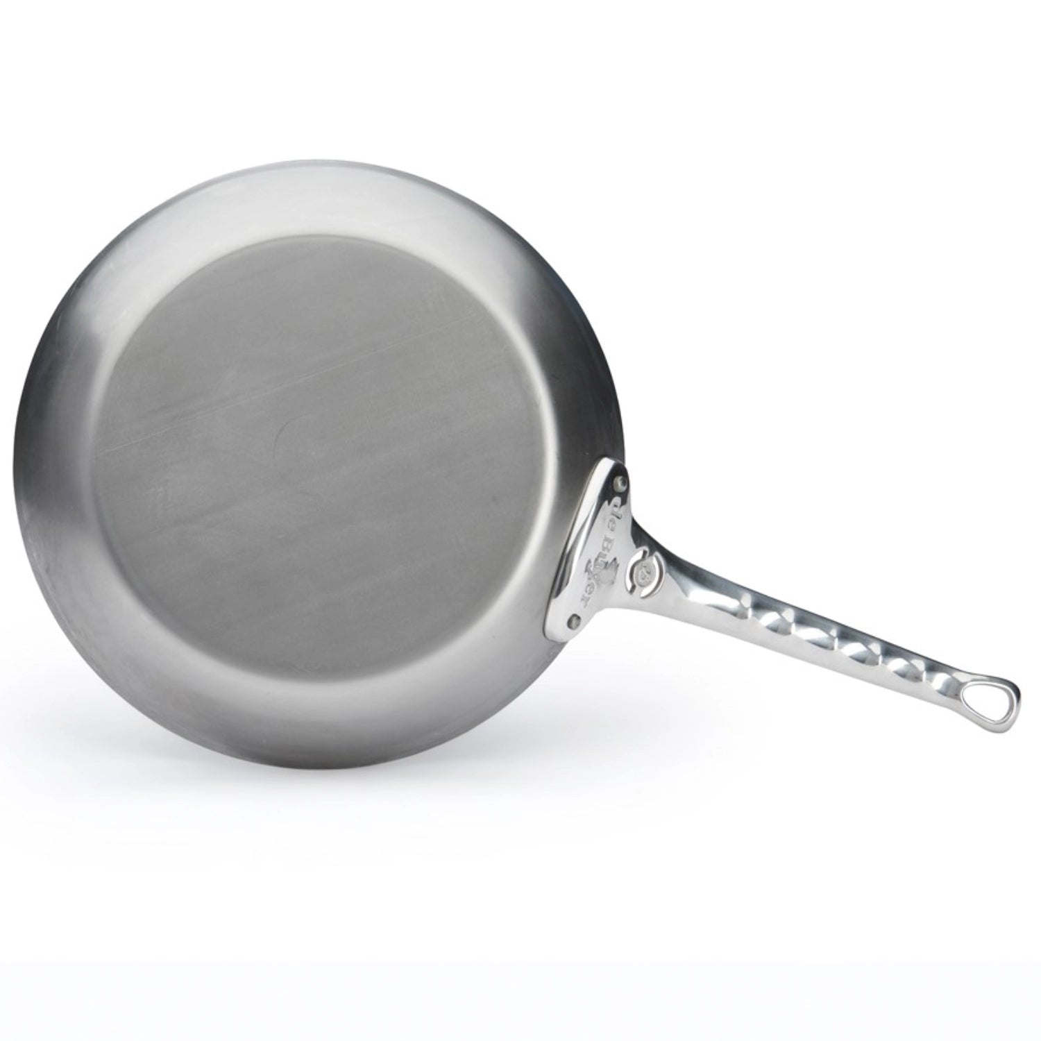 Hochwertige 28 cm Eisenpfanne von de Buyer, ideal für Induktion, sorgt für optimale Wärmeverteilung und perfekte Bratergebnisse.