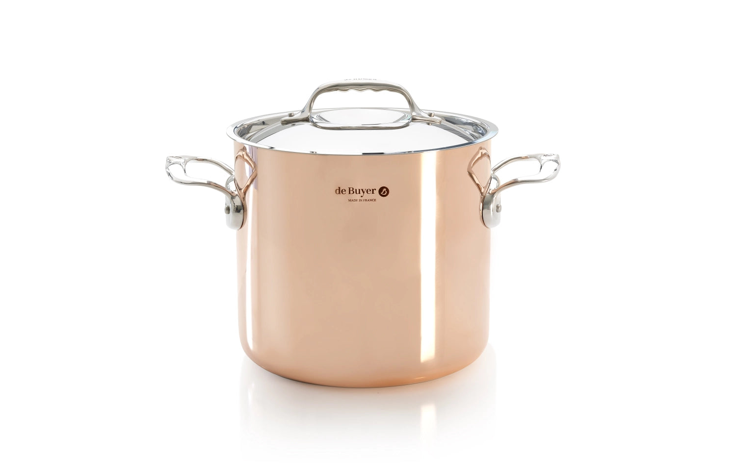 PRIMA MATERA high cooking pot, copper, stainless steel. Ø20cm lid, induction.
