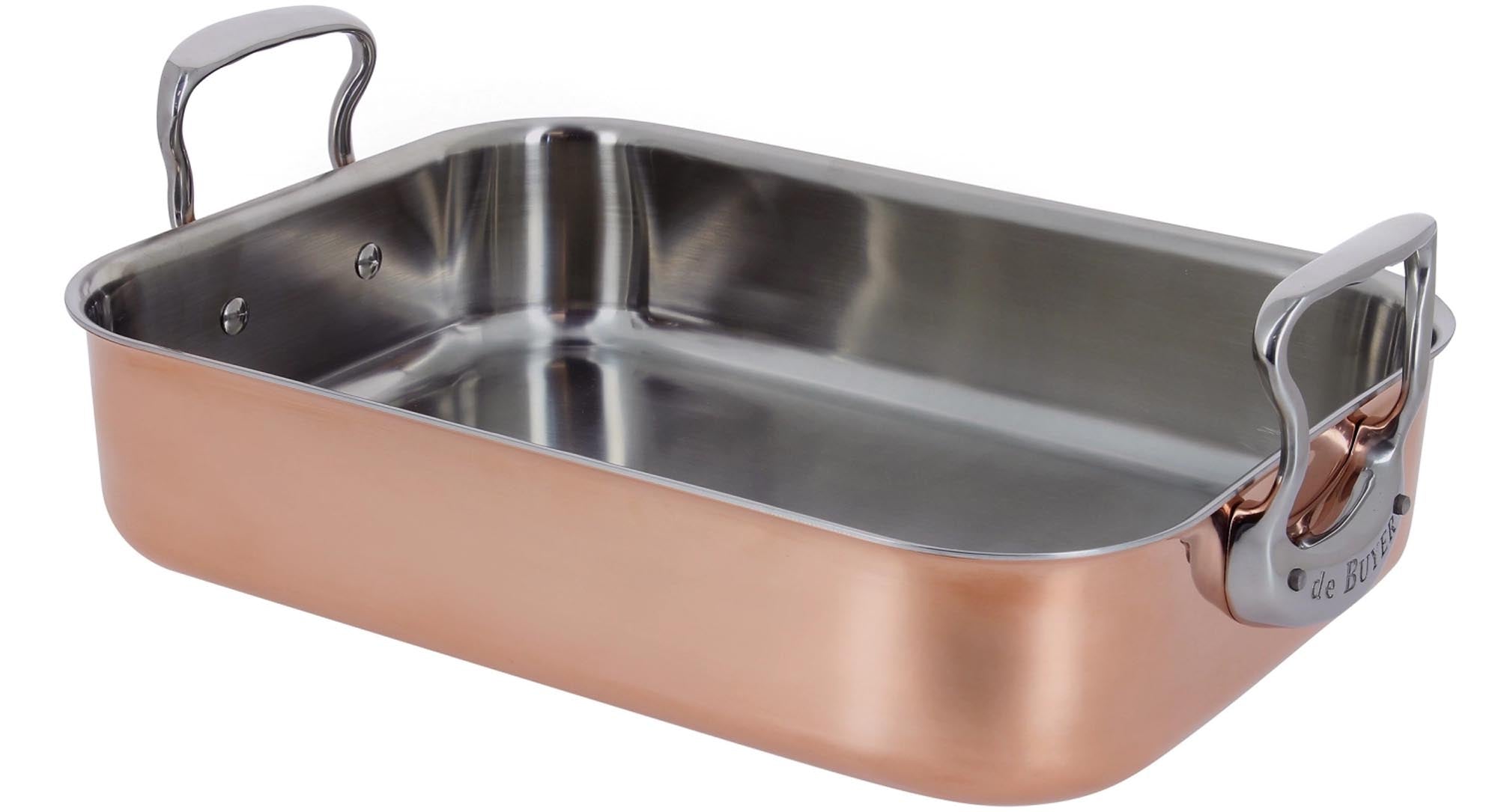 Entdecken Sie den INOCUIVRE Bräter 35x25cm von de Buyer – hochwertiges Kupfer und Edelstahl für perfekte Garergebnisse und einfache Reinigung.