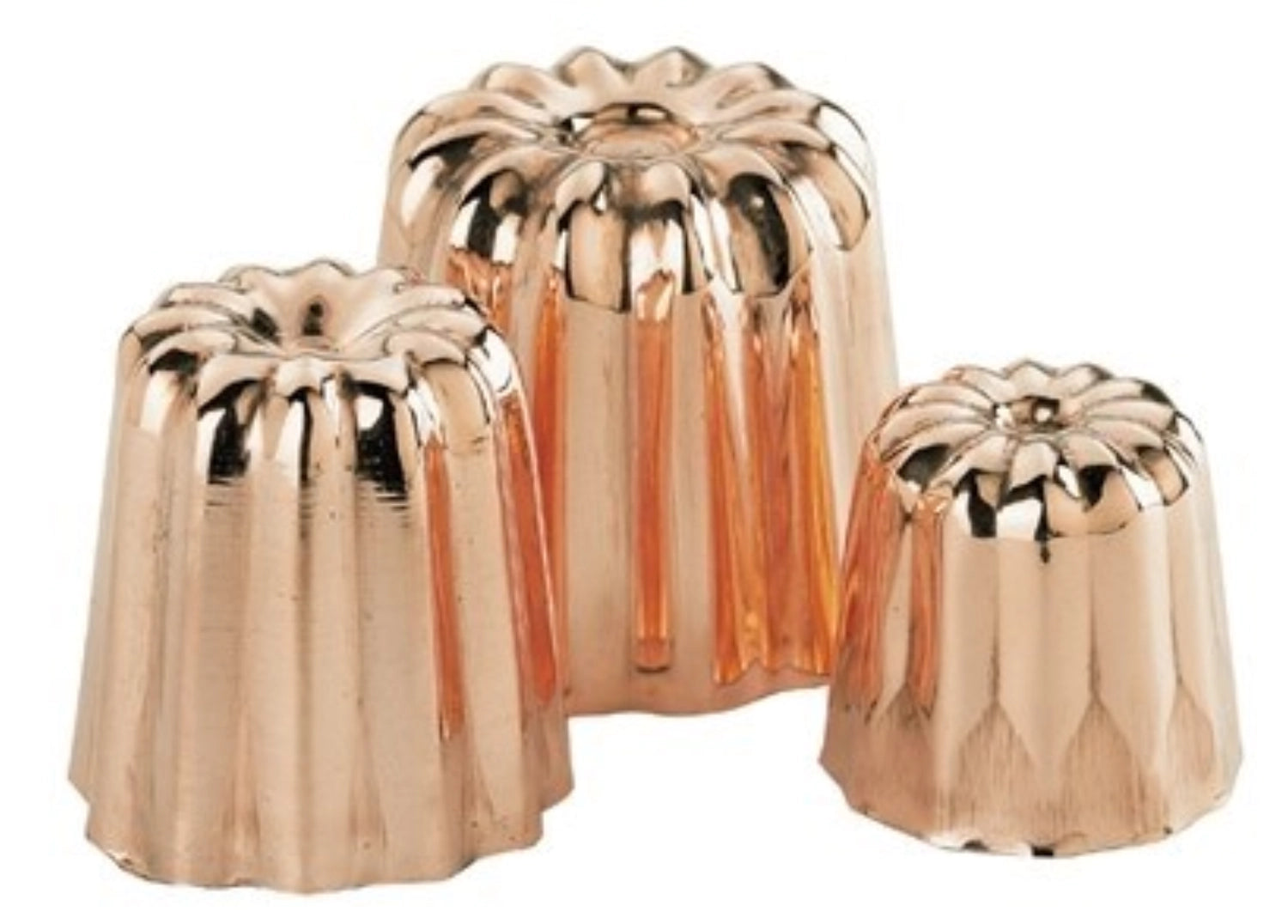 Hochwertige Kupferform für Cannelés, Ø 5,5 cm, H: 5,5 cm – ideal für feine Backergebnisse und gleichmäßige Wärmeverteilung.
