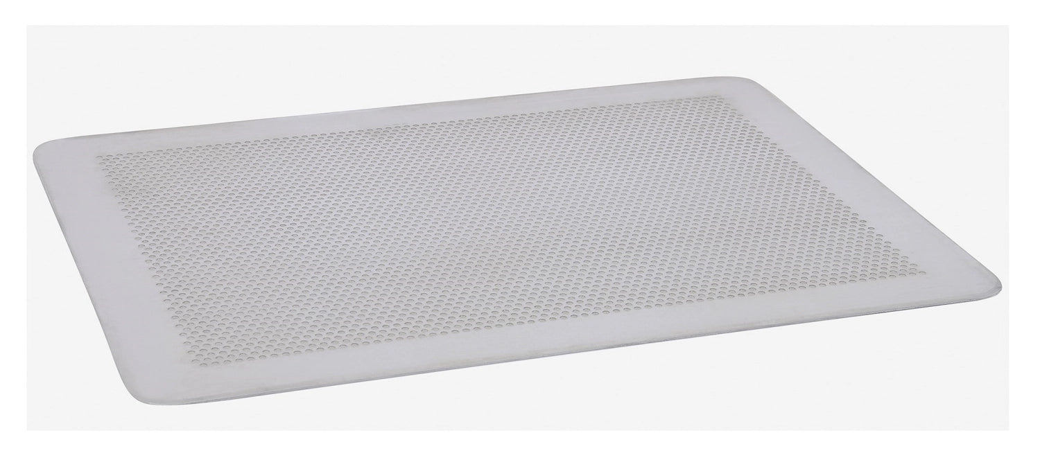 Perforiertes Backblech aus Aluminium 60x40cm von de Buyer, ideal für knusprige Backergebnisse und optimale Wärmeverteilung.