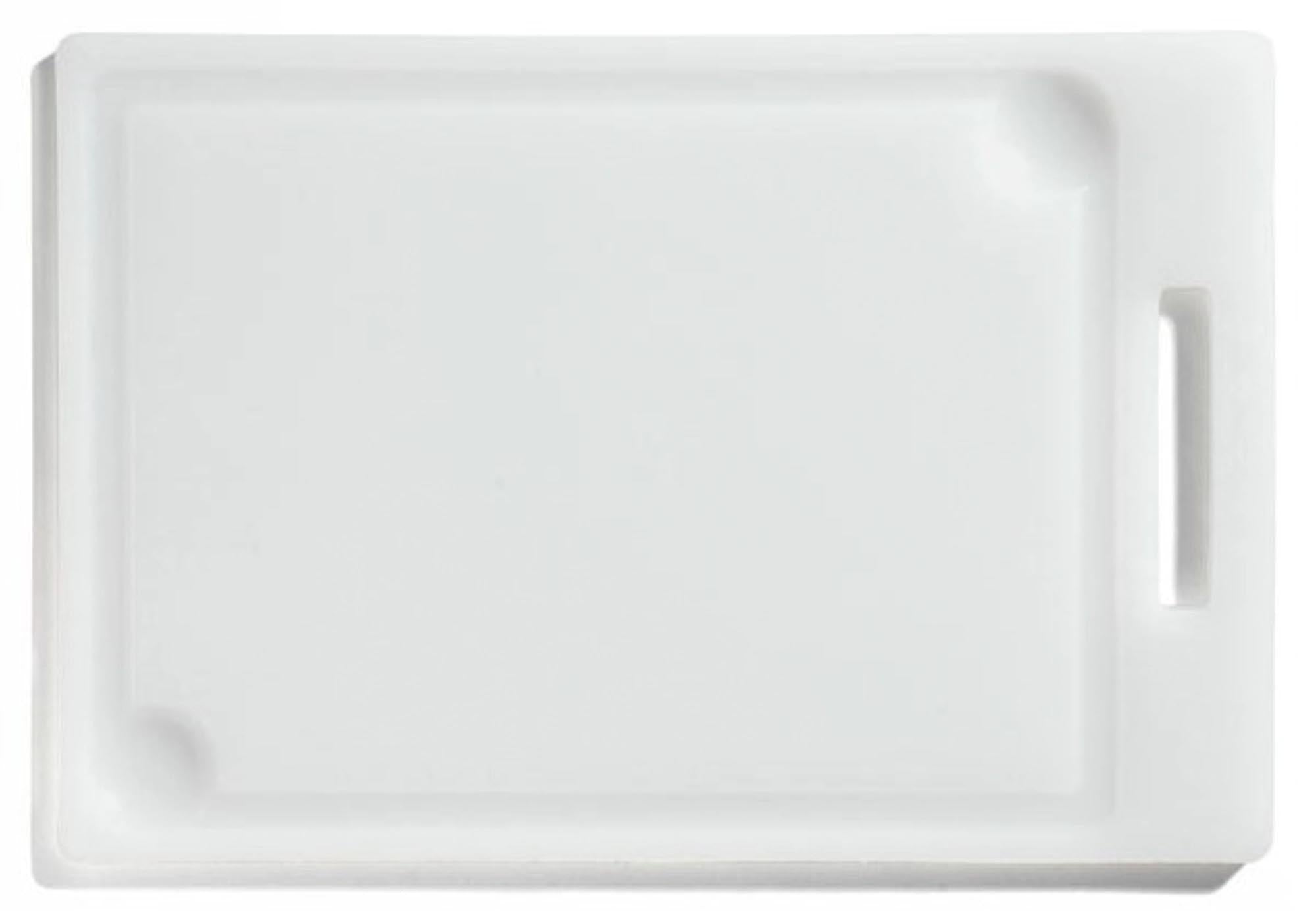 Weisses Schneidebrett 44,5x30cm, H 1,2cm von Demolli SpA: hygienisch, langlebig, rutschfest, spülmaschinengeeignet.