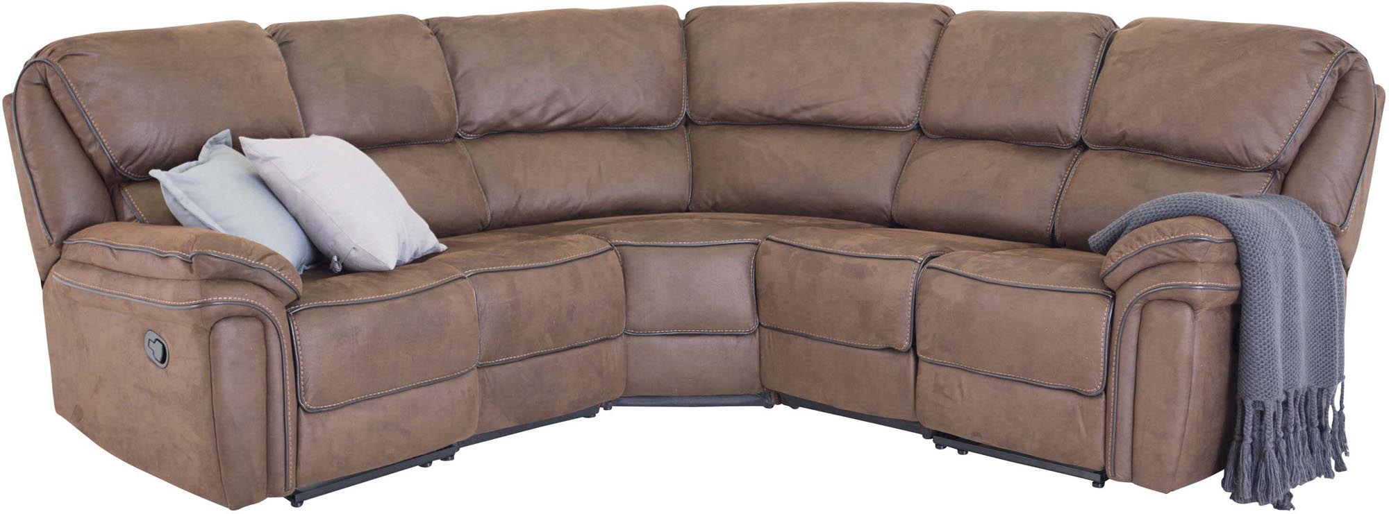 Elegantes Saranda Sofa von Venture Home in grauer Mikrofaser. Ideal für Stil und Komfort, pflegeleicht und perfekt für entspannte Momente.