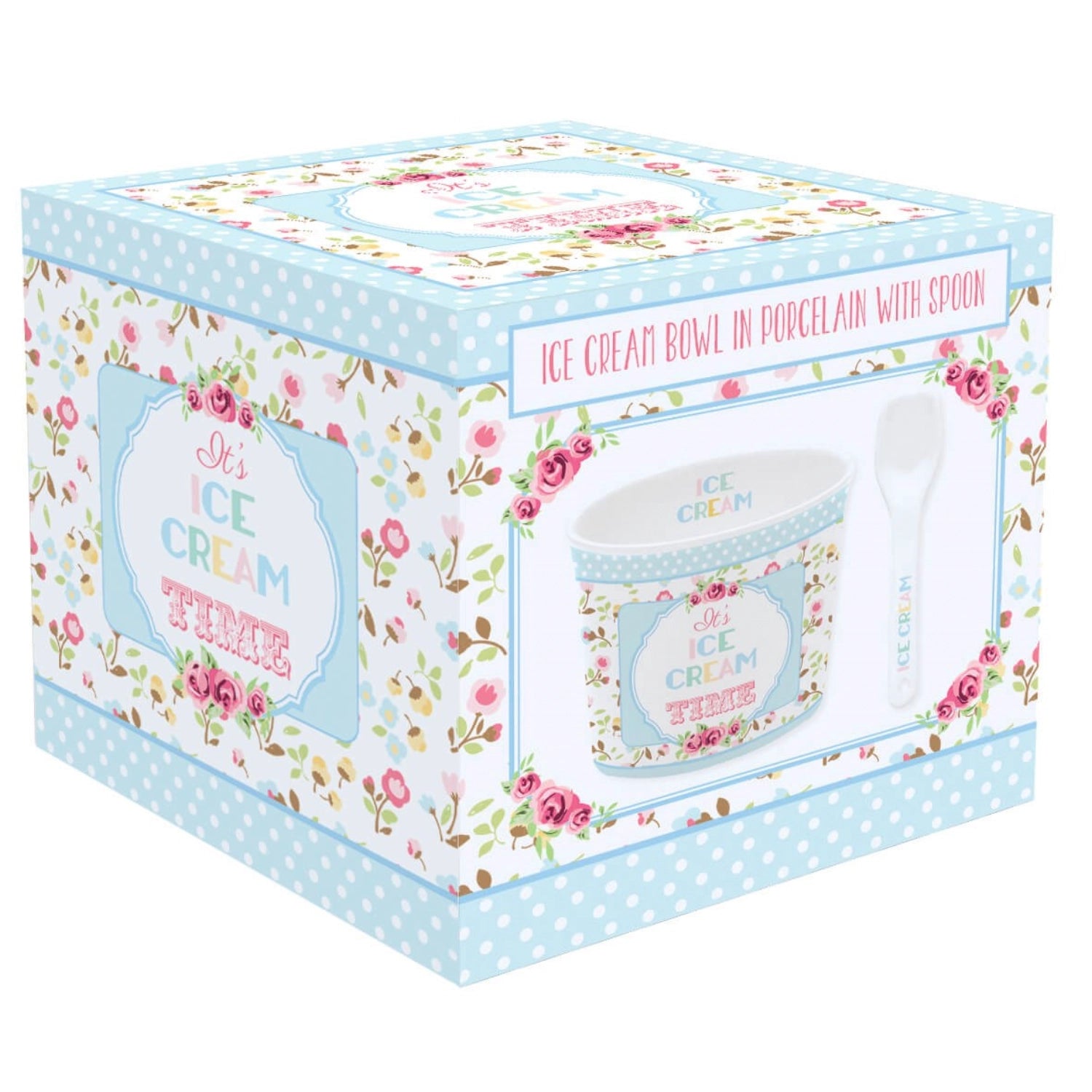 Eleganter blauer Eisbecher "Time for Ice Cream" von Easy Life, D8.5cm, ideal für Eiscreme und süße Leckereien, ein Must-Have für jede Dessertliebhaberin.