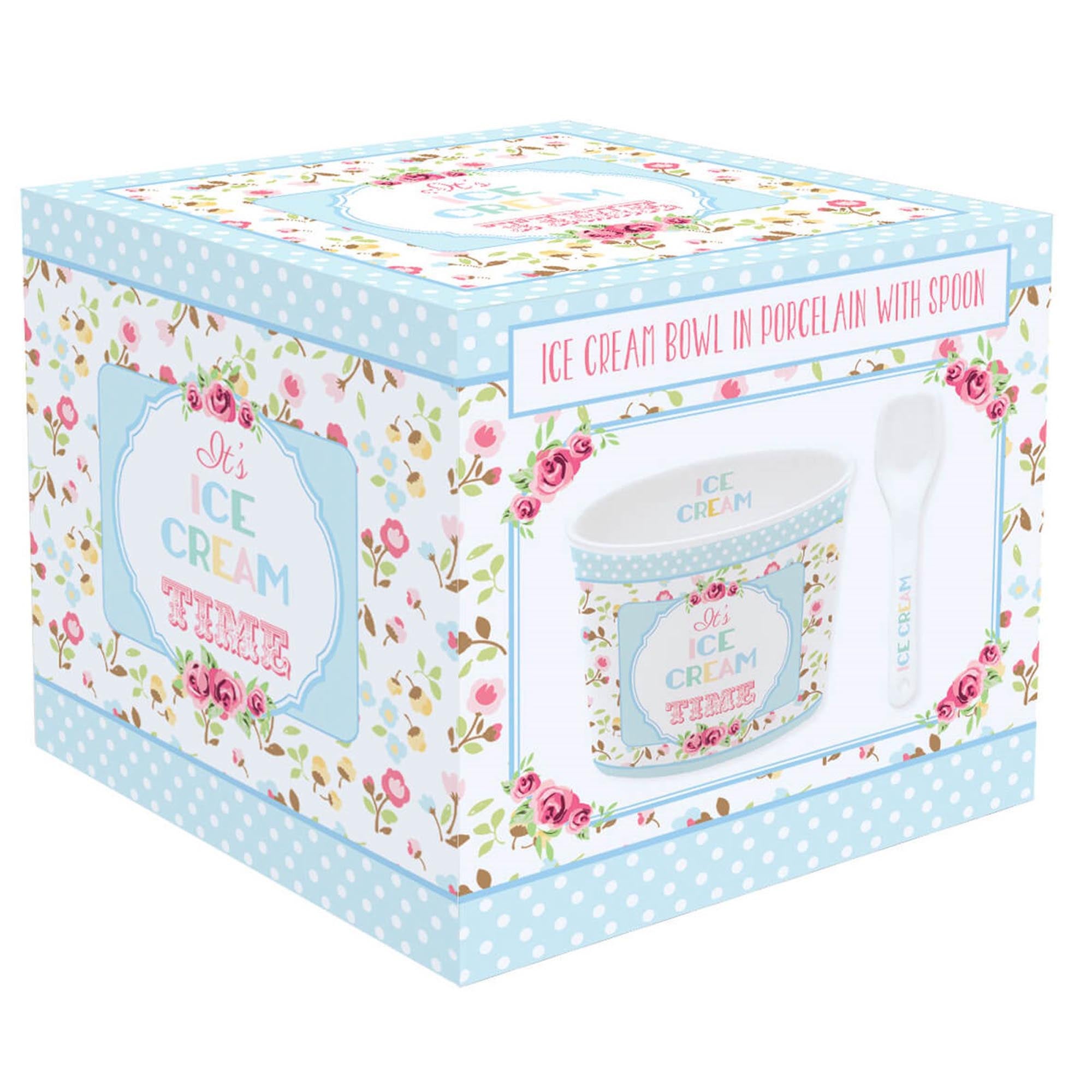 Blauer Eisbecher "Time for Ice Cream" von Easy Life, D8.5cm, perfekt für köstliches Eis und Desserts, stilvolles Glacezubehör.