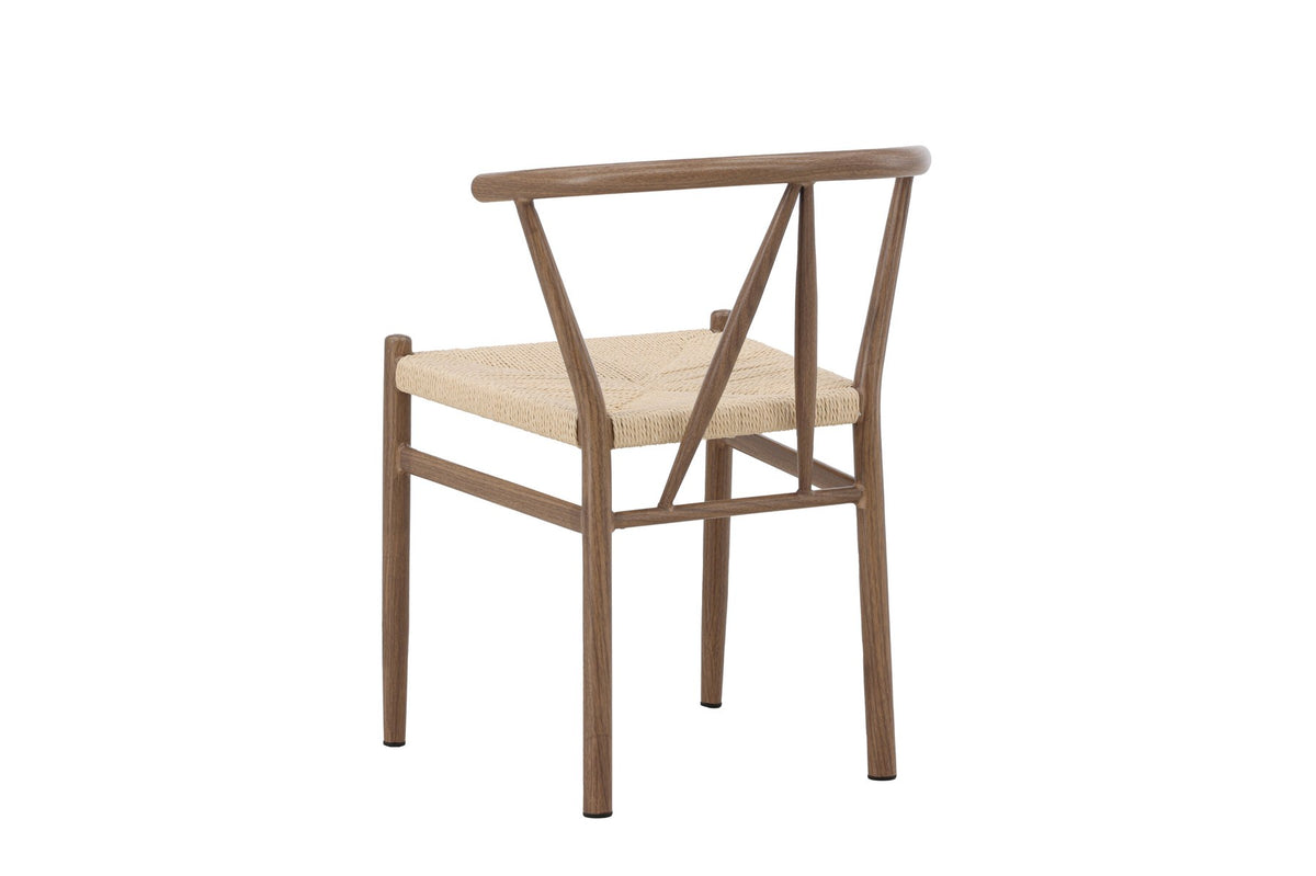 Esszimmerstuhl Alfons von Venture Home in Beige und Braun, Sitzfläche aus Rattan, Beine aus Stahl, schlichte skandinavische Form