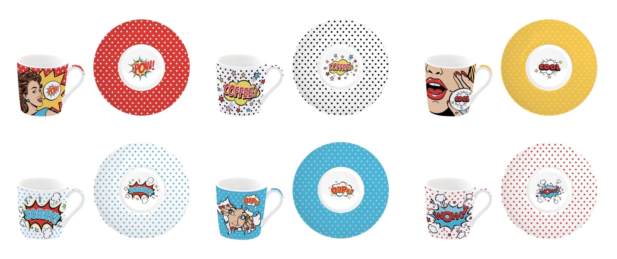 Stilvolles 6er Set Espressotassen mit Untertassen von Easy Life. Hochwertiges Porzellan, ideal für Espresso und besondere Anlässe.