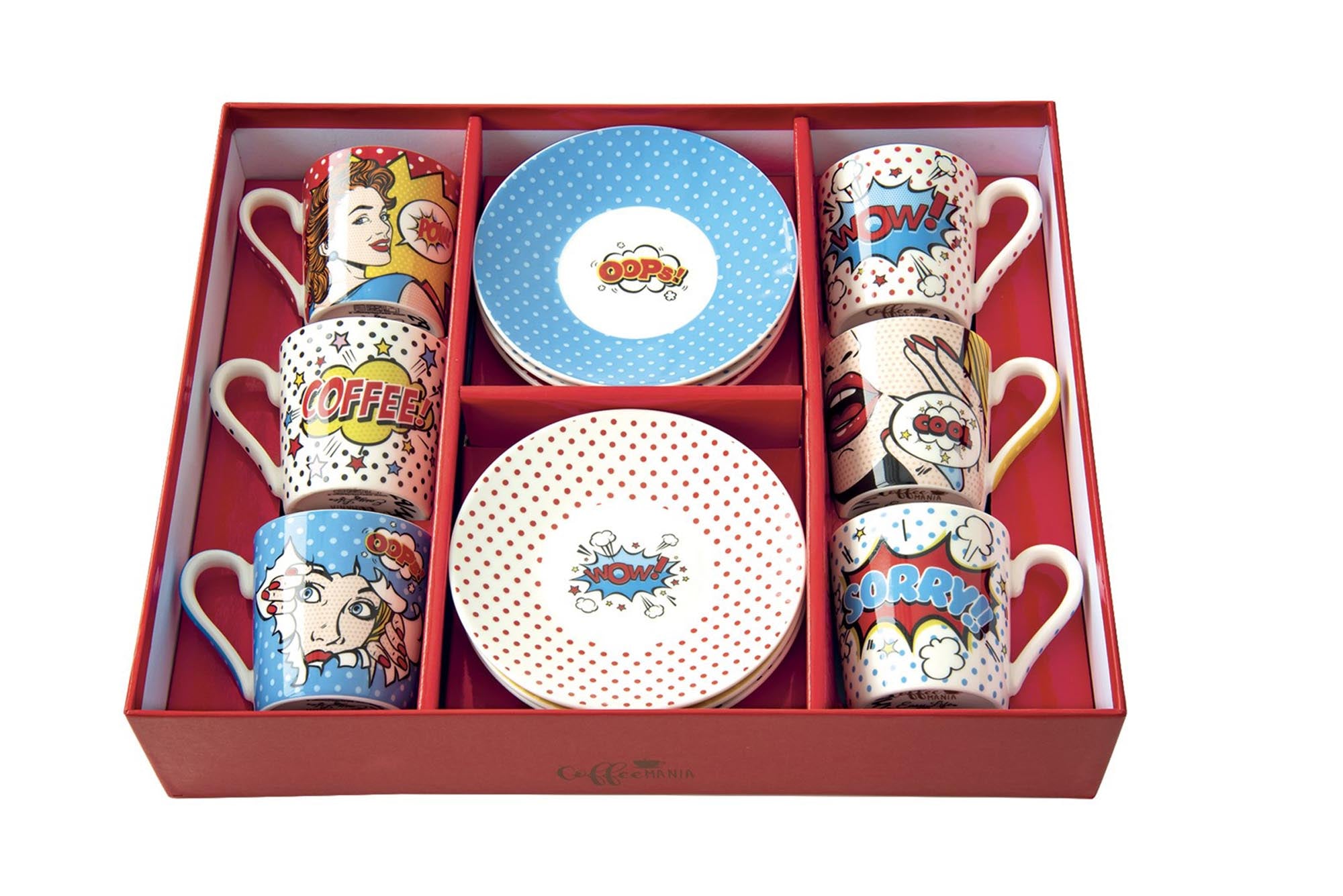 Elegantes Set aus 6 Espressotassen mit Untertassen, 100ml, von Easy Life. Perfekt für stilvollen Kaffeegenuss und Dekoration.