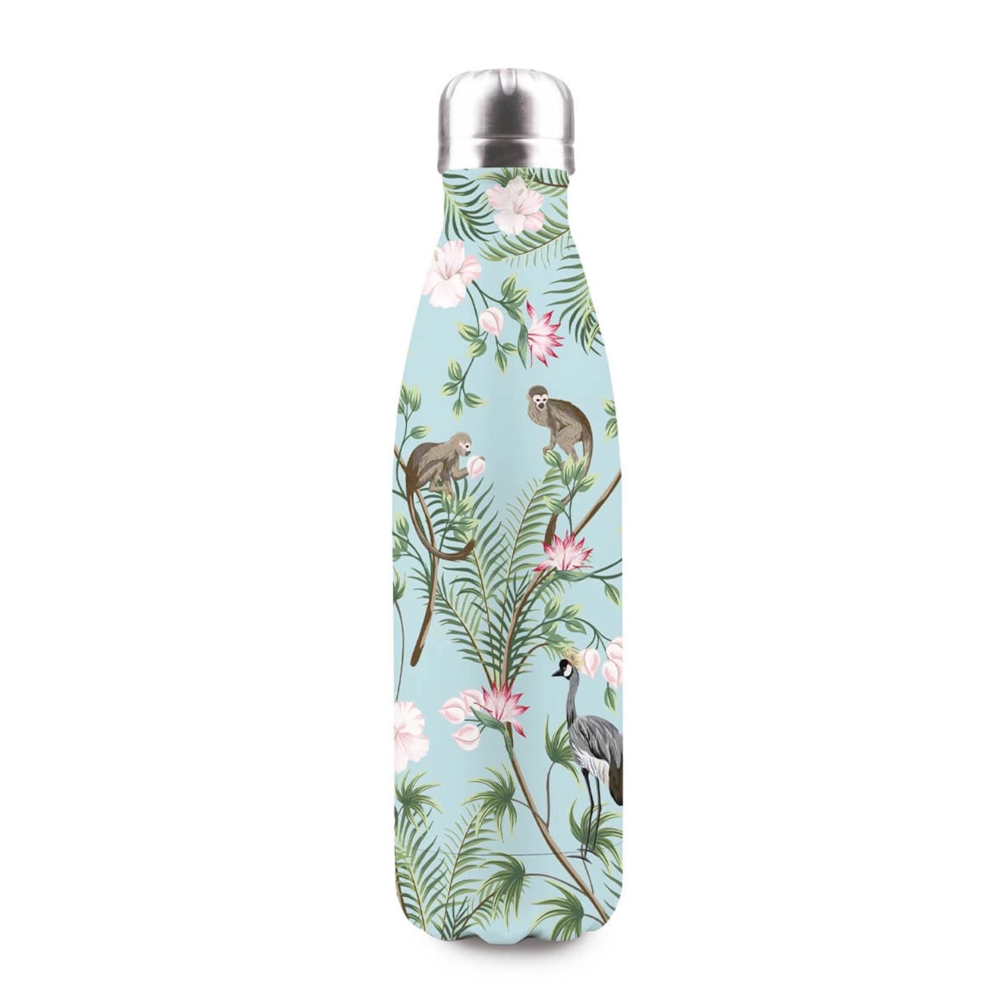 Entdecken Sie die Easy Life Isolierflasche 500ml im Wild Tropical Design. Hochwertiger Edelstahl, doppelwandige Isolierung, ideal für Büro, Sport und Reisen.