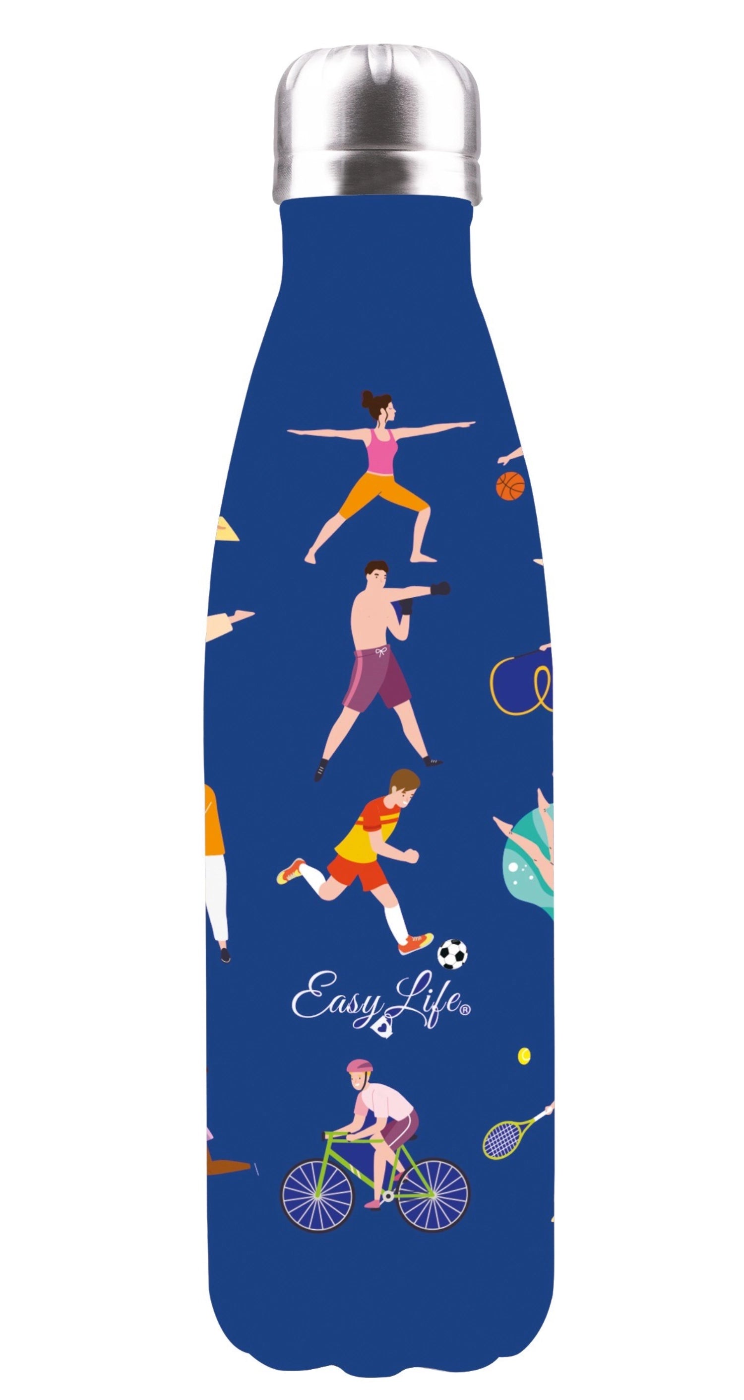 Entdecken Sie die doppelwandige Isolierflasche 500ml von Easy Life. Ideal für Sport, Alltag und umweltfreundlich. Hält Getränke lange warm oder kalt!