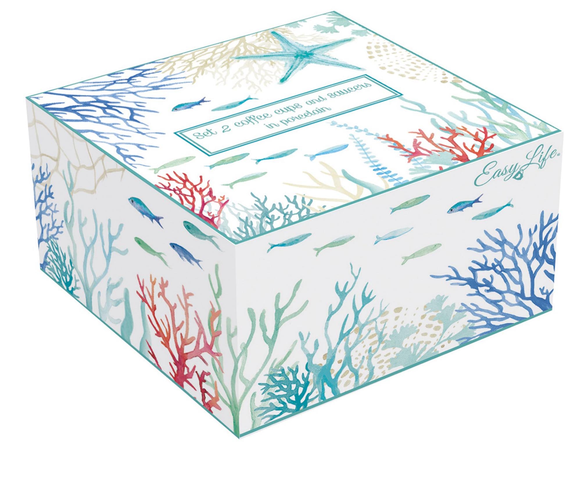 2er Set Kaffeetassen mit maritimem Flair, 110ml, aus edlem Porzellan, spülmaschinenfest, ideal für Kaffee oder Espresso.