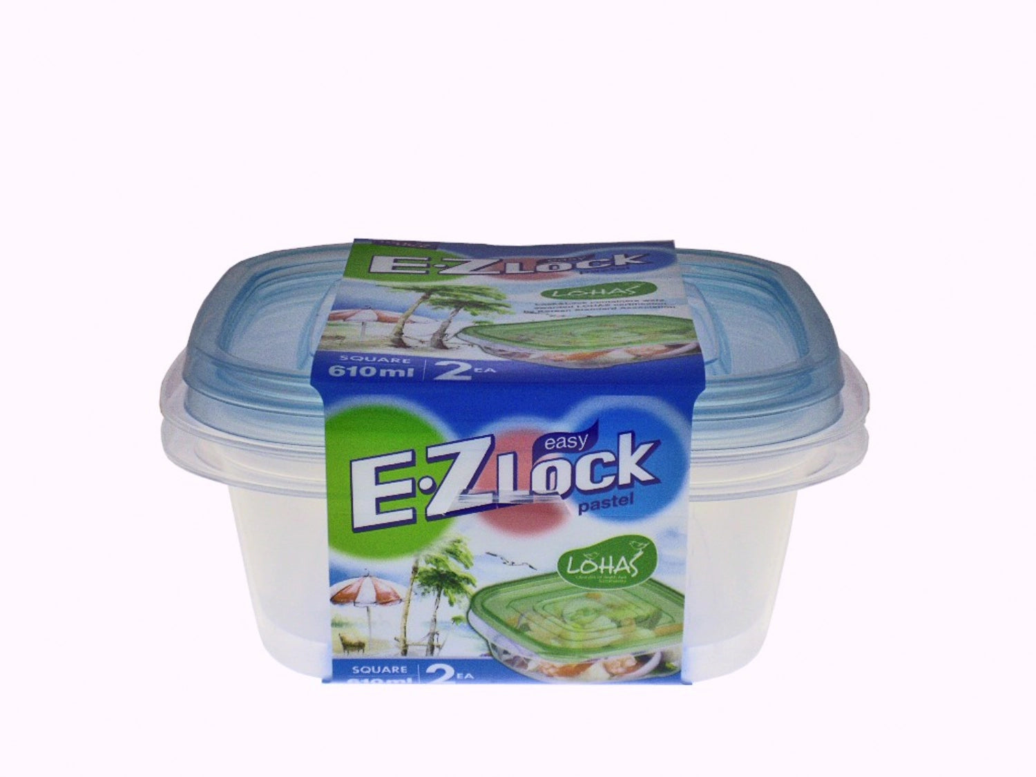 Praktisches 2er Set quadratische EZ Lock Vorratsdosen mit 0,97 l Volumen, ideal für die stilvolle und sichere Lagerung von Lebensmitteln.