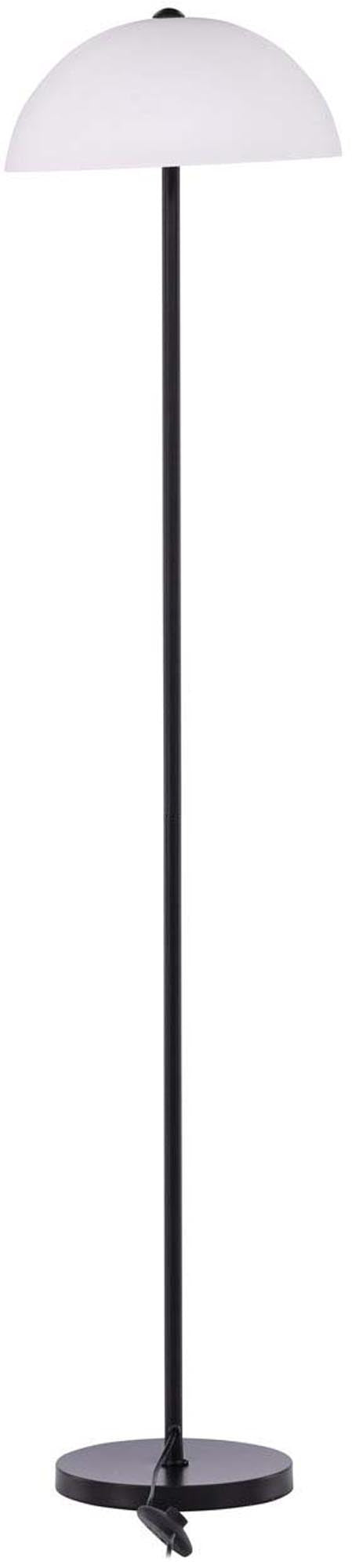 Elegante Ferrand Stehleuchte: nordisches Design, stabiler Eisenfuss, weisser Glasschirm, 155 cm hoch, zeitloser Wohnstil.