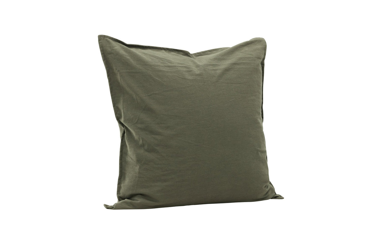 Beiger Kissenbezug Ronja aus 100 % Baumwolle, quadratische Form 45 x 45 cm, mit Reissverschluss und Passepoil-Rand auf der Rückseite.