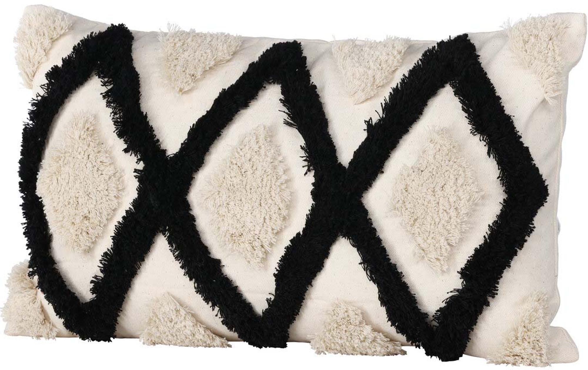 Eleganter Emelie Kissenbezug von Venture Home in modernem Schwarz-Weiß-Design. Perfekt für stilvolle Akzente in jedem Raum.