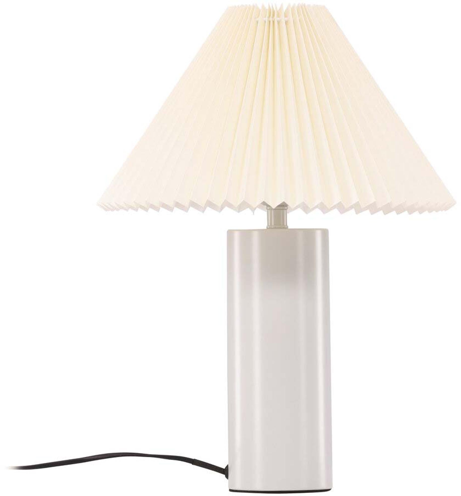 Die Largin Tischleuchte von Venture Home: Eleganter grauer Stoffschirm, robuster Eisenfuss, zeitlose Eleganz für jeden Raum.