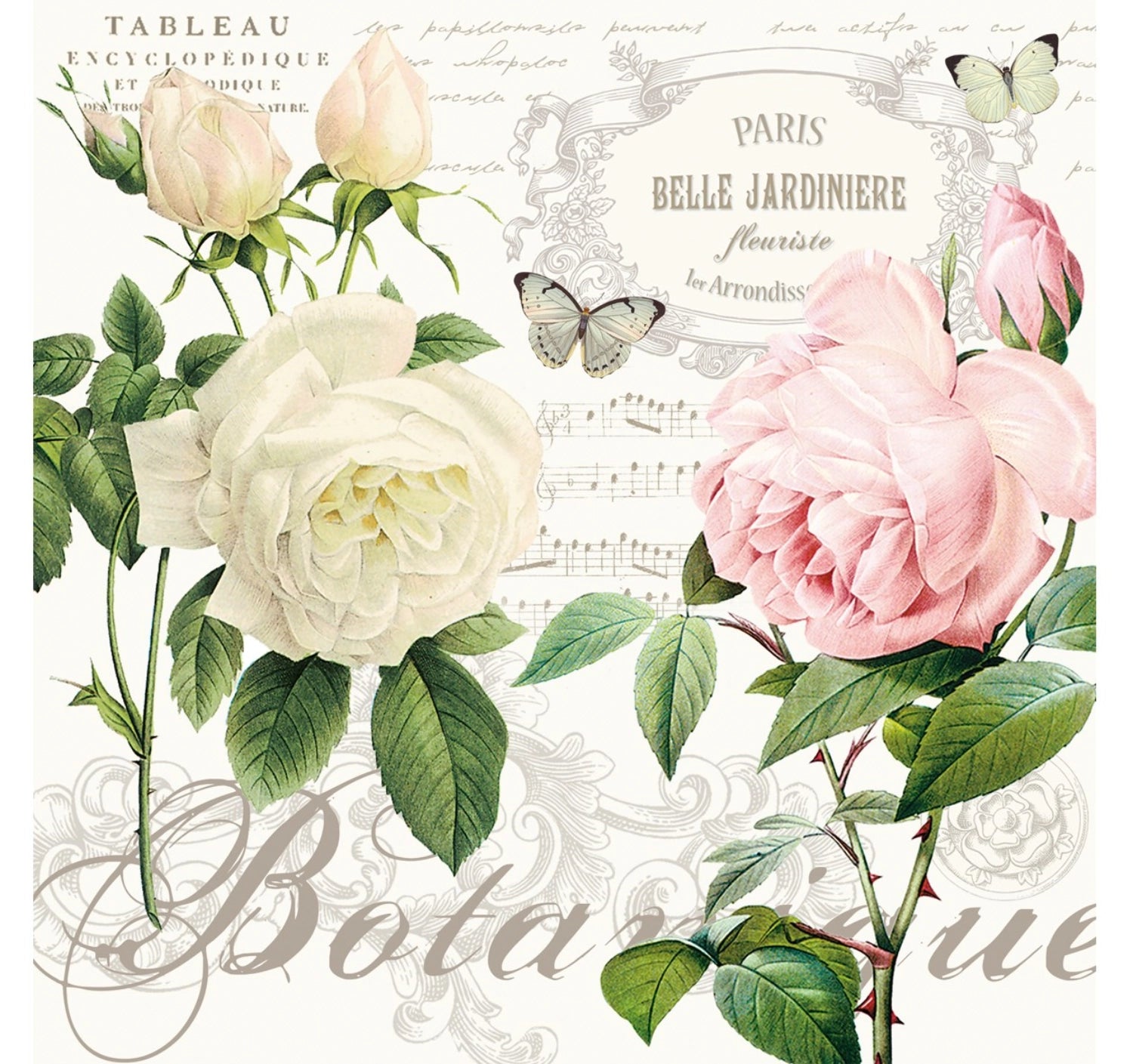 Elegante Botanique Servietten im 20er Set, 33x33 cm, ideal für festliche Anlässe und stilvolle Tischdekoration von Easy Life.