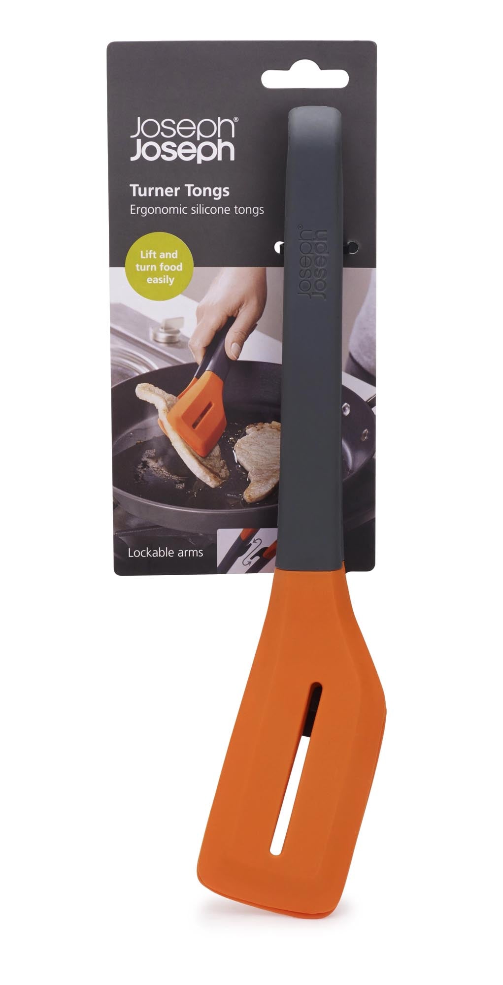 Stylische Wenderzange in Grau-Orange, 30 cm, von Joseph Joseph.