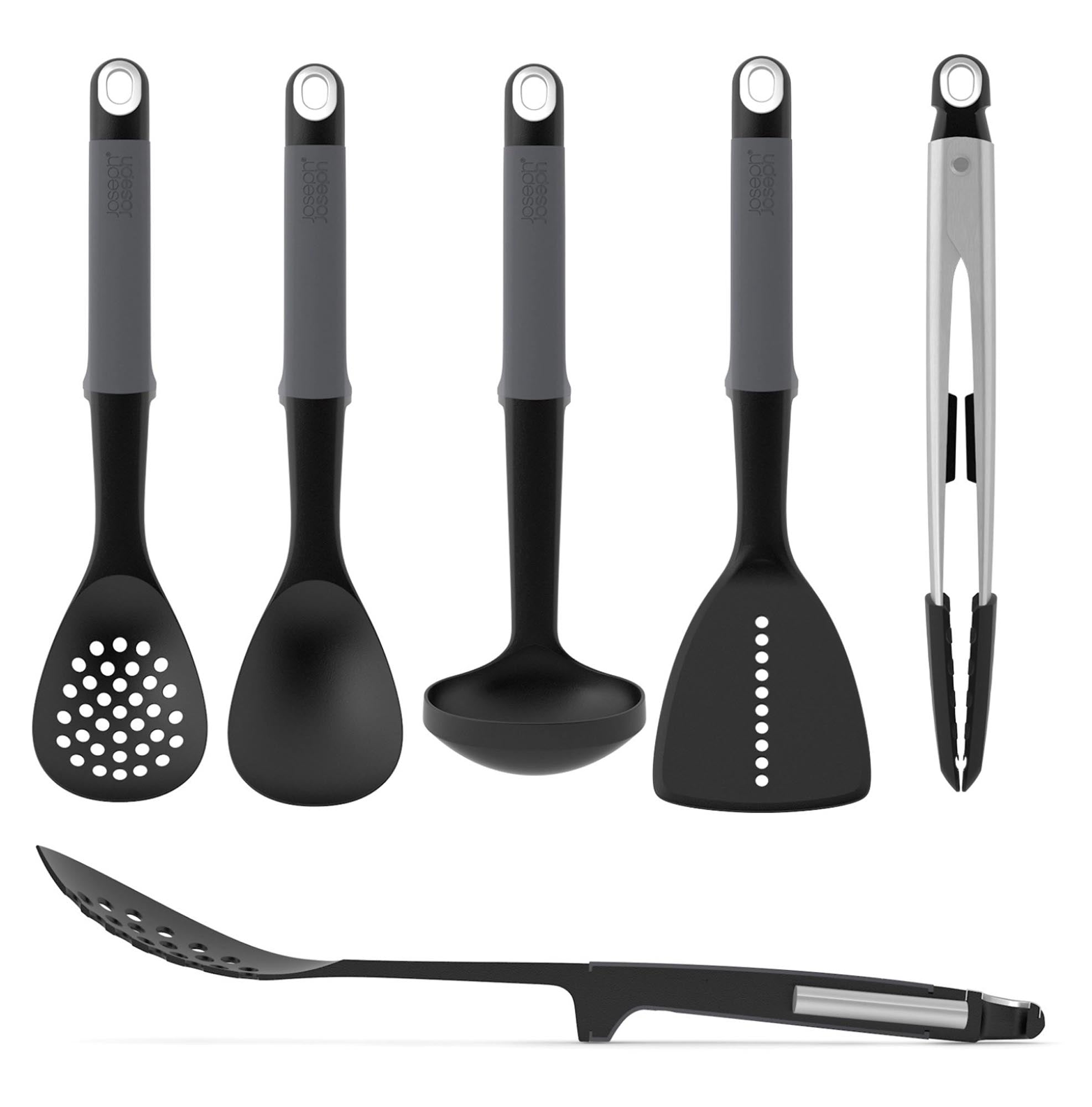 Elegantes 7-teiliges Elevate Karussell-Set von Joseph Joseph, schwarz.