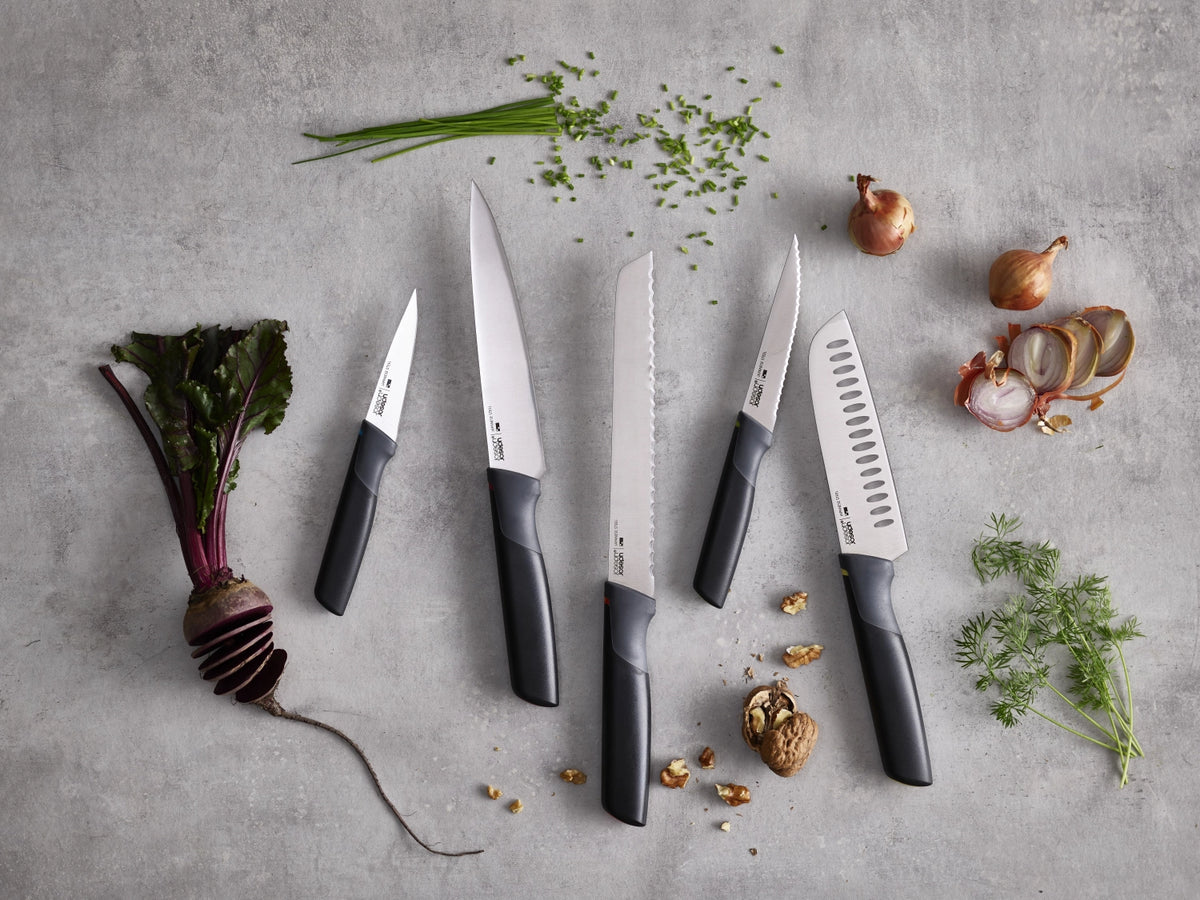 5-tlg. Elevate Messer Karussell in Schwarz präsentiert im Onlineshop von KAQTU Design AG. Küchenmesser ist von Joseph Joseph