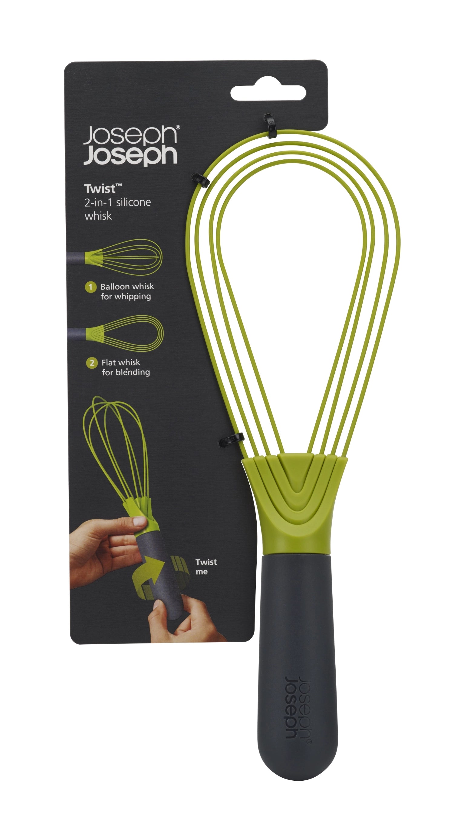 Der Twist Schneebesen von Joseph Joseph vereint modernes Design mit praktischer Funktionalität, ideal für müheloses Rühren und Schlagen.