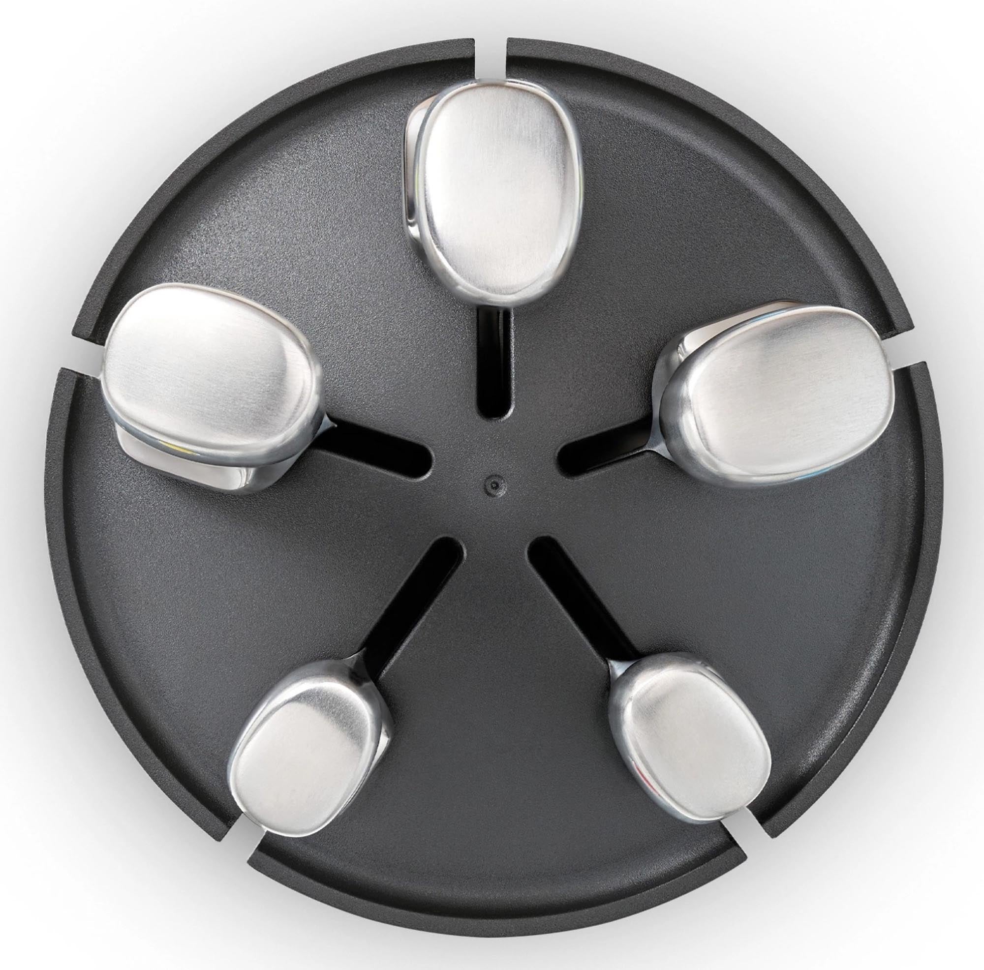 Stilvolles 5-teiliges Edelstahl-Messerkarussell von Joseph Joseph.