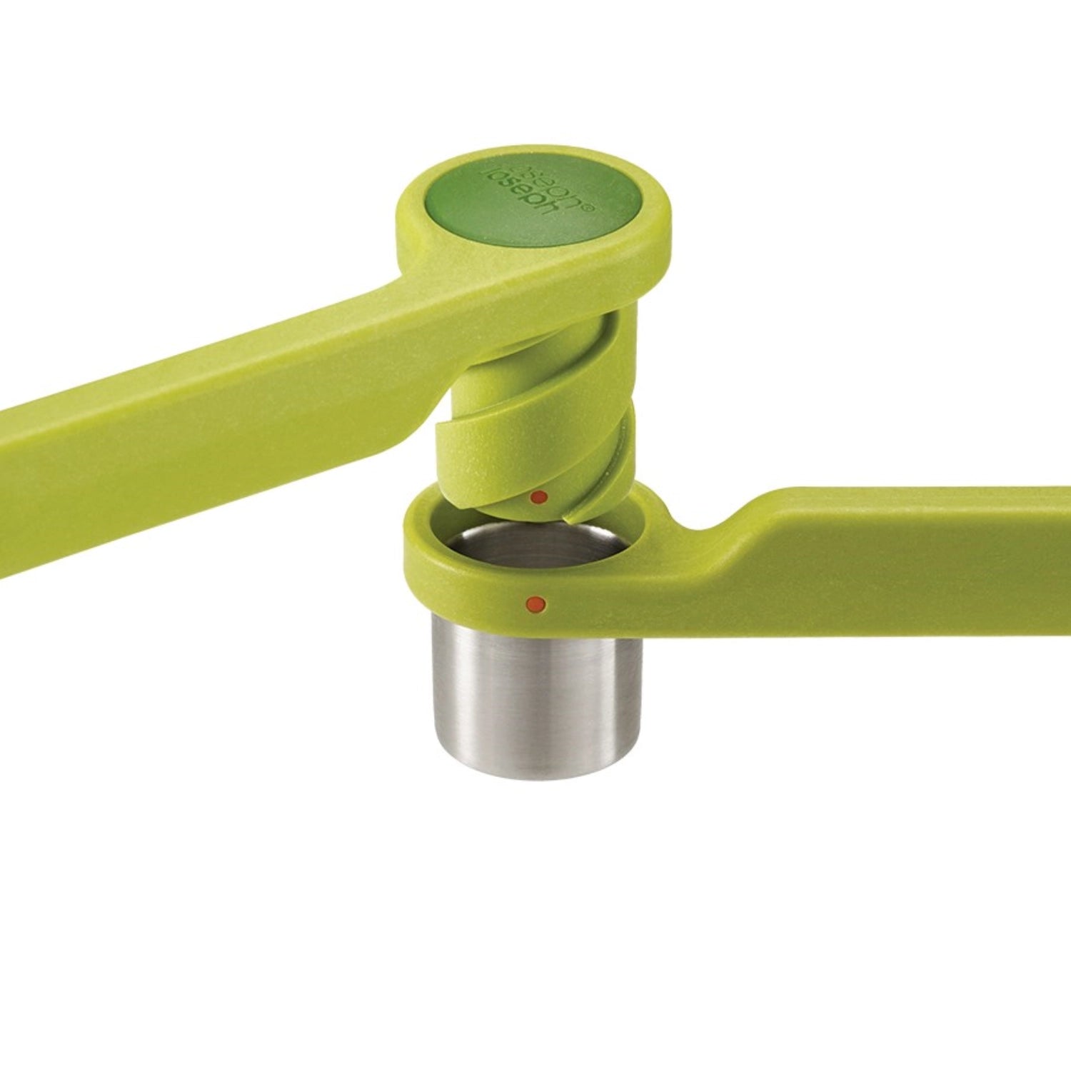 Praktische Helix Knoblauchpresse von Joseph Joseph, perfekt für einfaches Zerkleinern von Knoblauch, mit ergonomischem Design und kompakten Maßen.