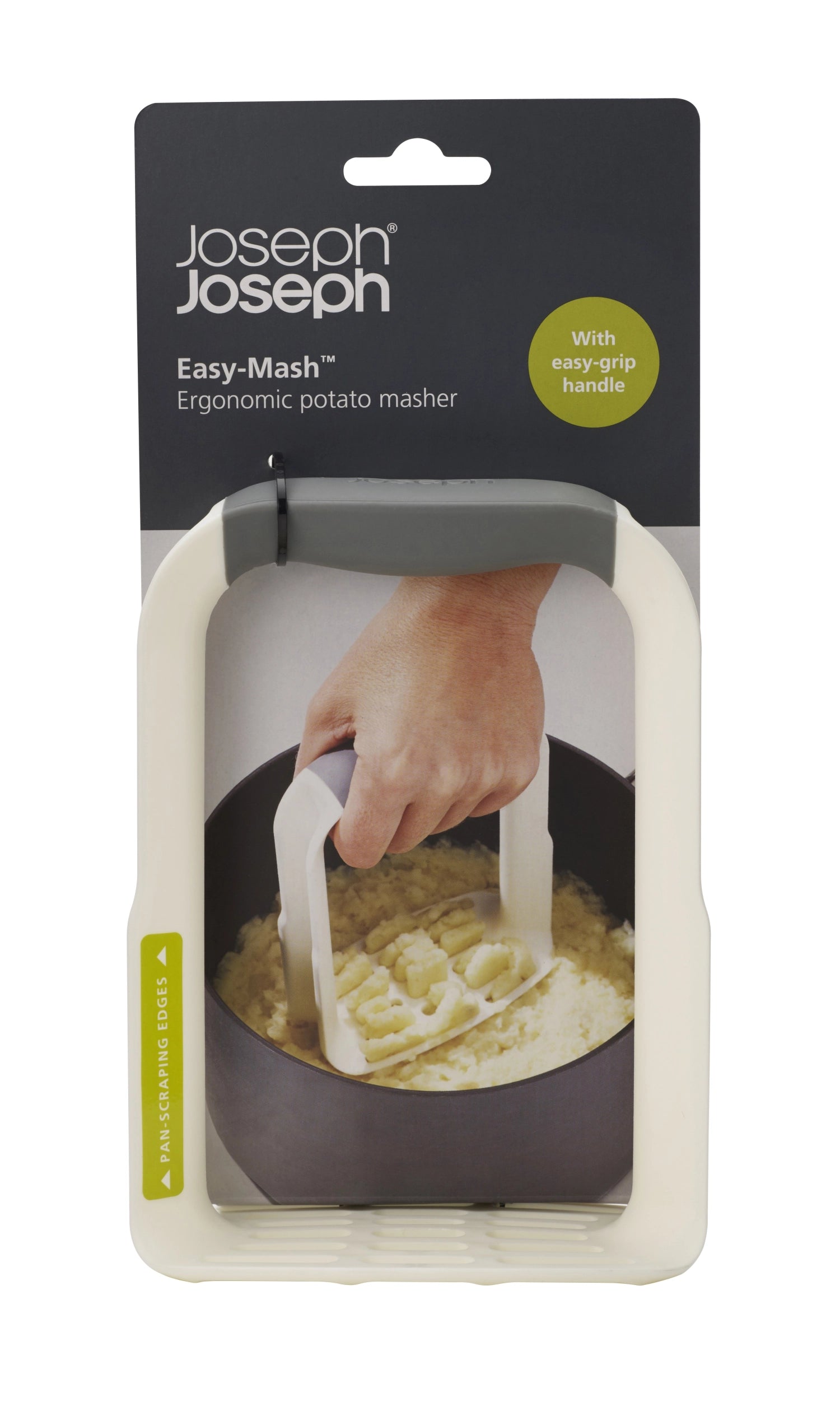 Der Easy-Mash Kartoffelstampfer von Joseph Joseph vereinfacht das Pürieren von Kartoffeln und Gemüse dank seines ergonomischen Designs und der benutzerfreundlichen Handhabung.