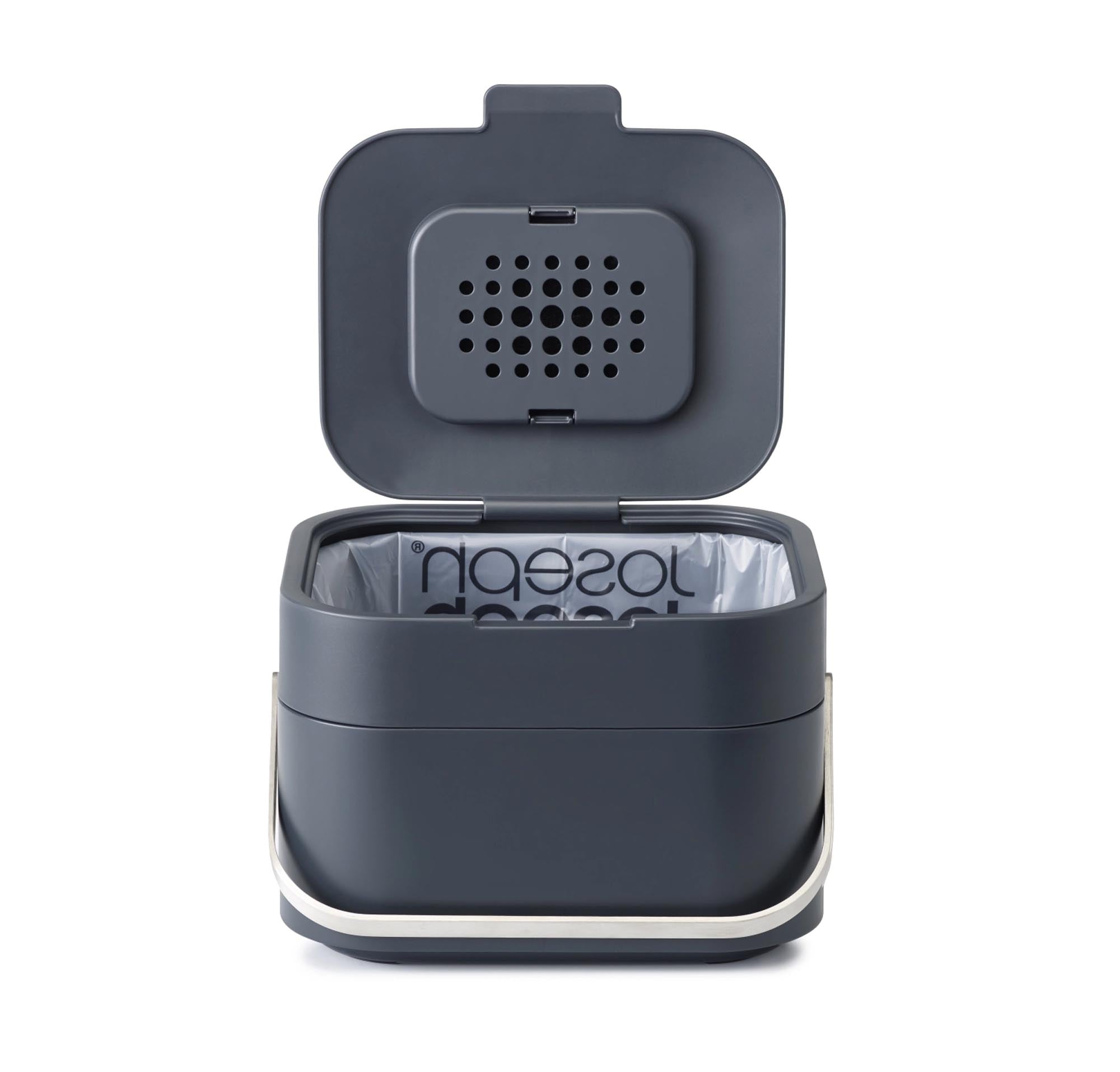 Stilvoller 4L Abfallbehälter von Joseph Joseph, ideal stapelbar.