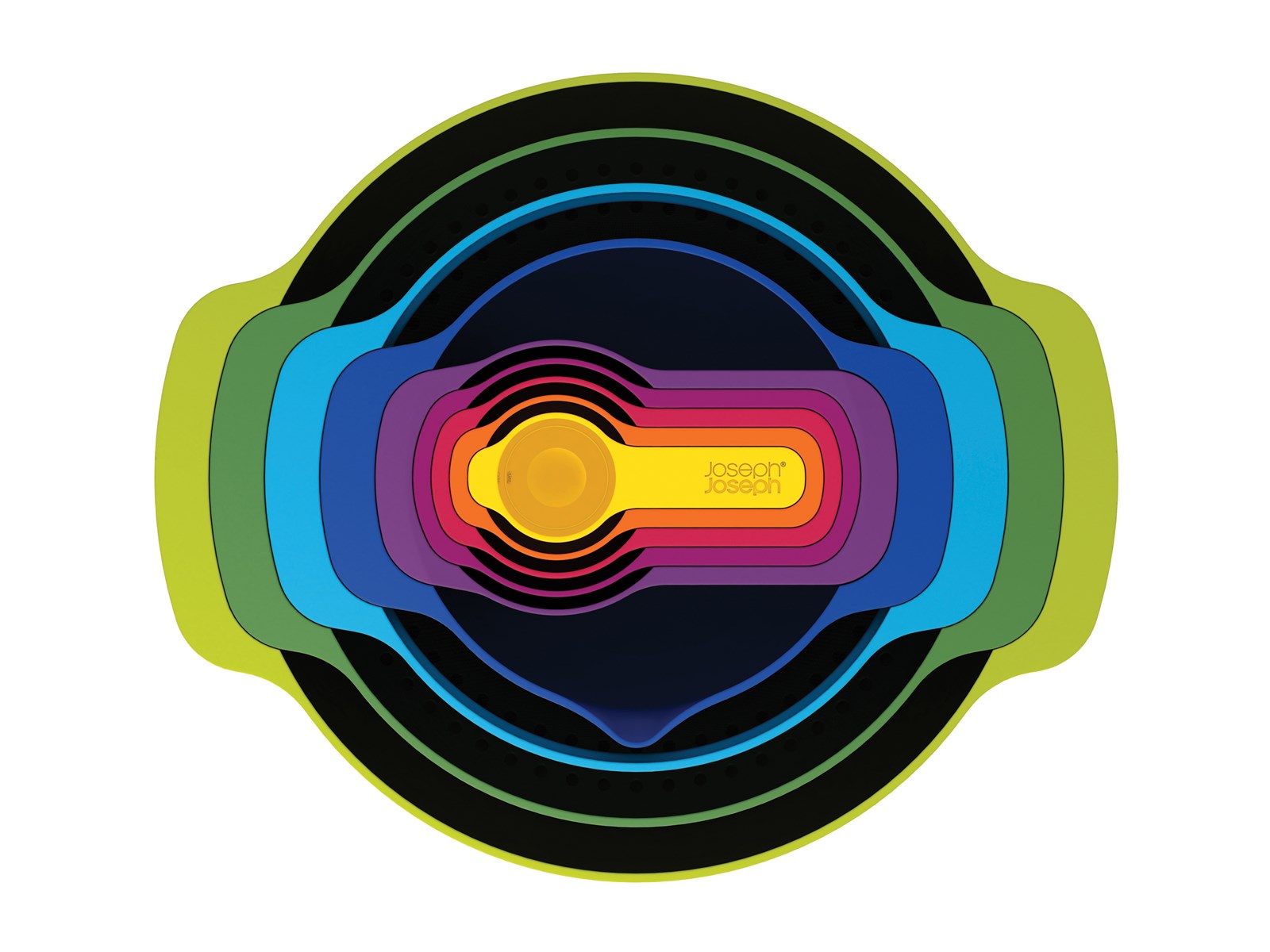 Erleben Sie das innovative Nest 9 Plus Set von Joseph Joseph: 9 praktische, stapelbare Schüsseln und Messlöffel für müheloses Kochen und Backen.