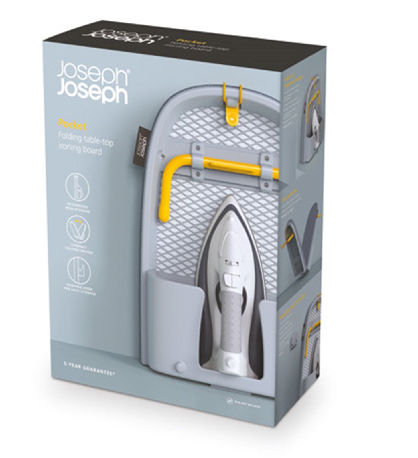 Kompaktes und leichtes Bügelbrett von Joseph Joseph. Perfekt für unterwegs und kleine Wohnungen. Langlebig und benutzerfreundlich!