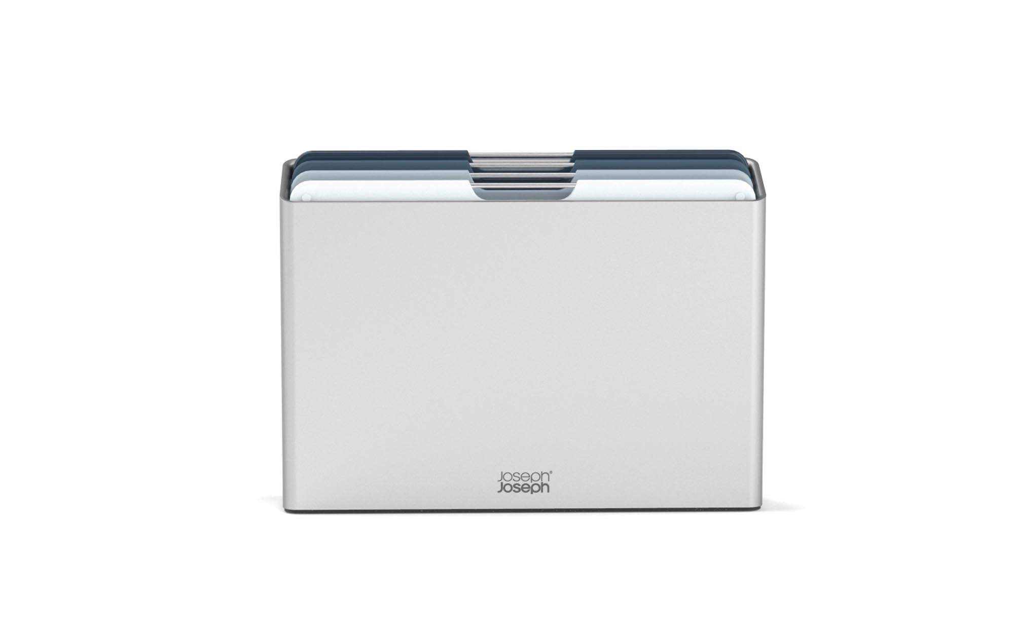 Entdecken Sie das Folio Sky 4-teiliges Schneidebrett-Set von Joseph Joseph: stilvoll, hygienisch, rutschfest und ideal für jede Küche.