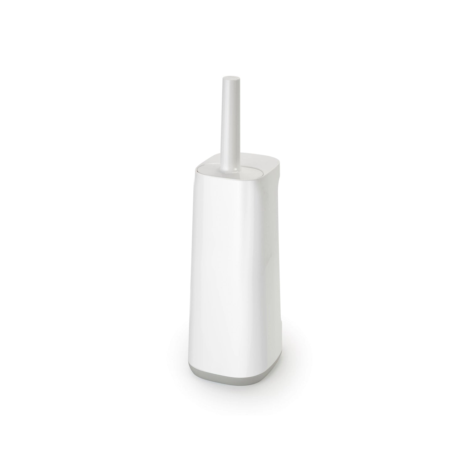 Stylische Flex Plus Toilettenbürste in Weiß und Grau, mit integriertem Fach für eine saubere und ordentliche Aufbewahrung im Bad.