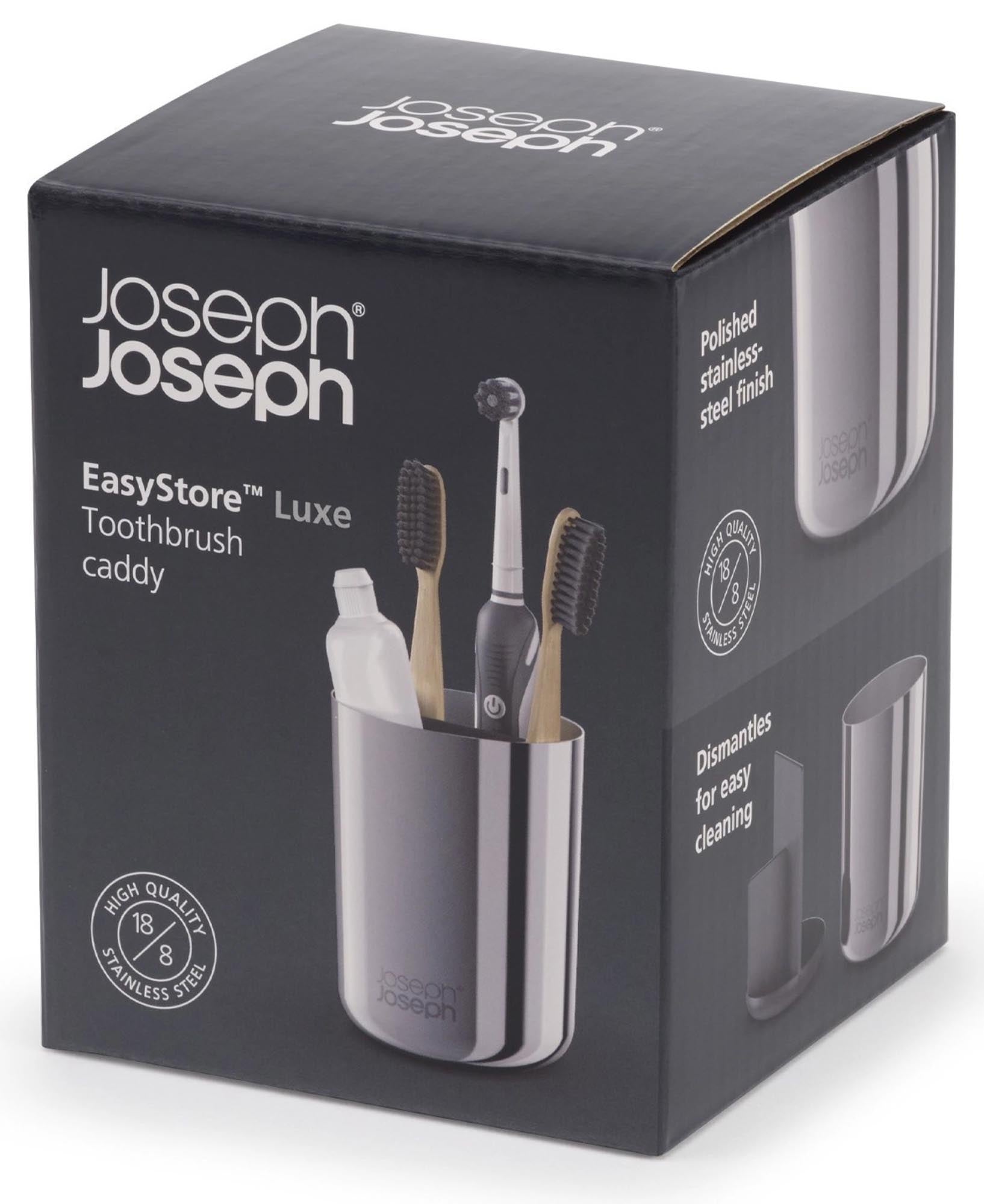 Moderner Zahnbürstenhalter aus Edelstahl von Joseph Joseph.