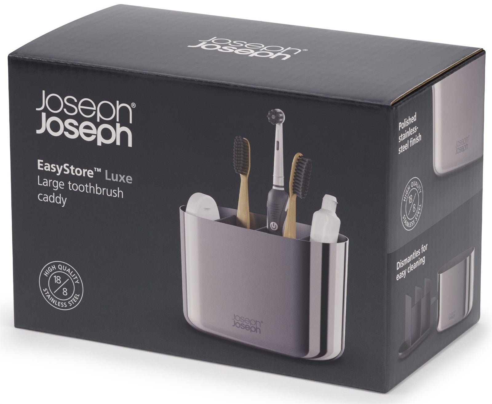 Eleganter Edelstahl-Zahnbürstenhalter für perfekte Badorganisation.