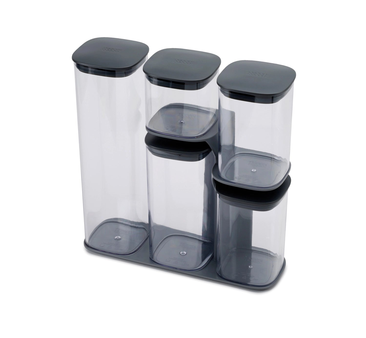 Elegantes 5-teiliges Set "Food Store Podium" in Grau von Joseph Joseph, perfekt für die stilvolle und platzsparende Lagerung von Lebensmitteln.