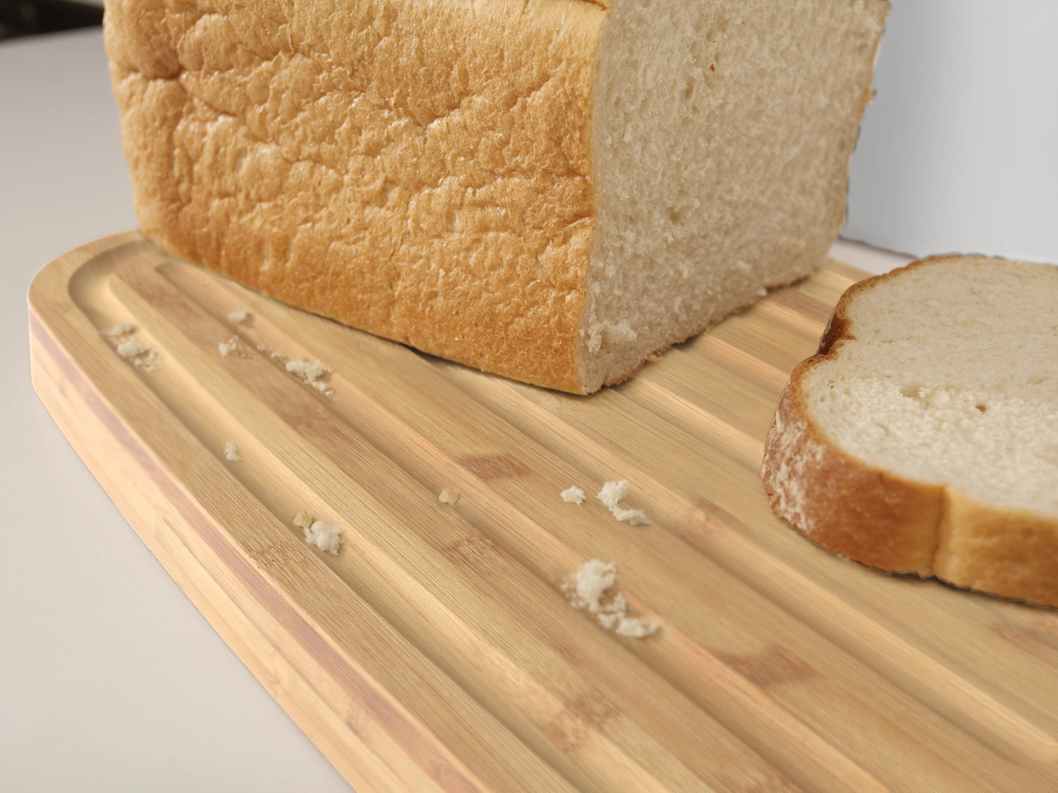 Bread box polypropylene bamboo, white, 37x18x22 cm