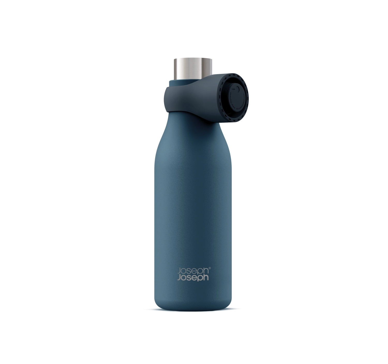 Stylische 500ml Loop Wasserflasche in Blau von Joseph Joseph, perfekt für aktive Lebensstile, mit innovativem Design und hervorragender Isolierung.