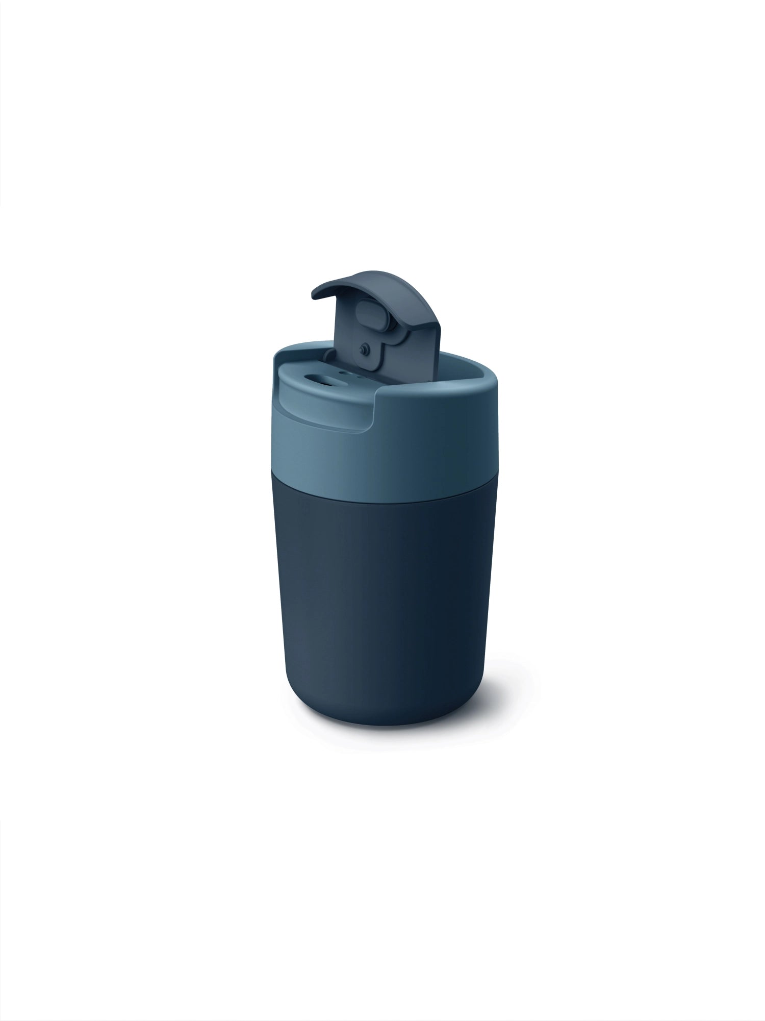 Stylischer blauer Sipp Travel Mug von Joseph Joseph, 340ml, perfekt für Reisen, mit praktischem Auslaufschutz und ergonomischem Design.