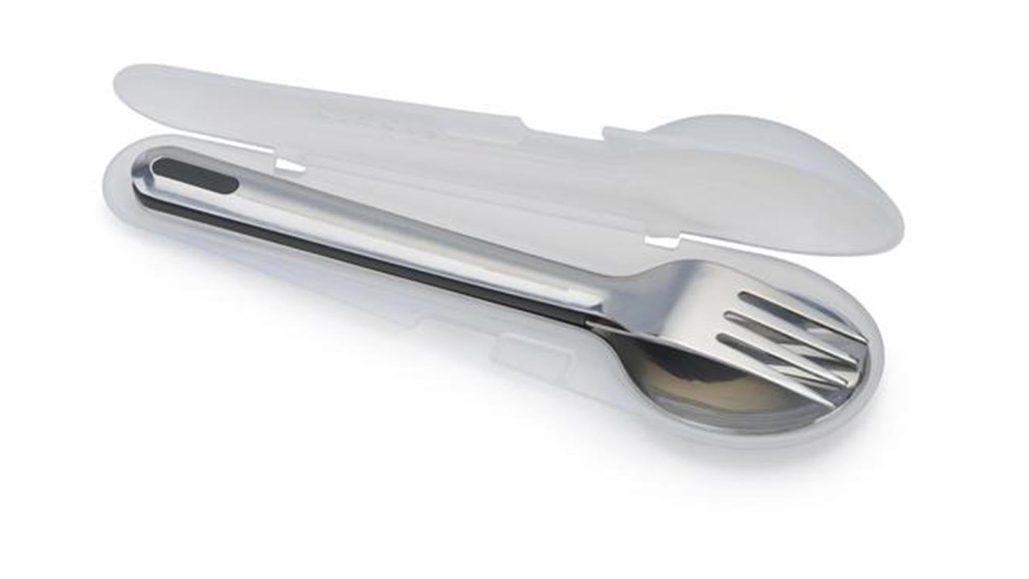 Praktisches GoEat Besteckset von Joseph Joseph: Hochwertiger Edelstahl, 18 cm, leicht, stabil und umweltfreundlich – perfekt für Picknicks und Büro.