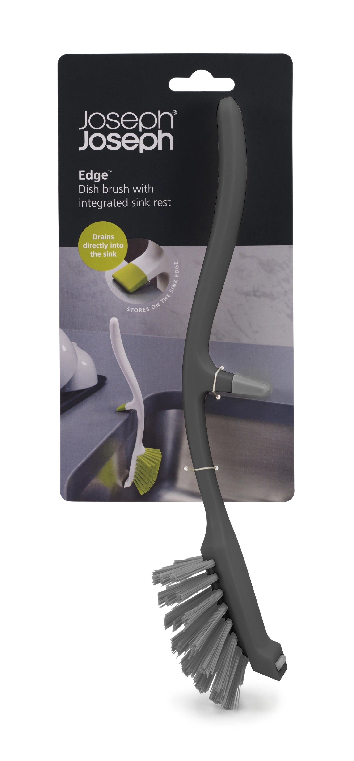 Praktische graue Reinigungsbürste von Joseph Joseph, perfekt für müheloses Geschirrspülen und hygienische Reinigung in der Küche.